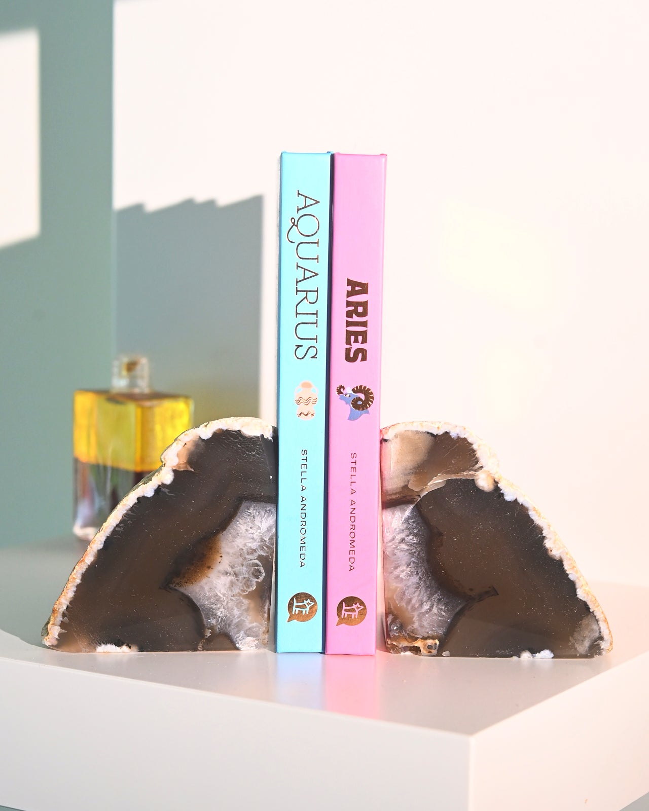 Stunning Agate Bookend Set - Natural Stone Book Holder for Shelves & Desks - Perfect for Home, Office & Library Decor