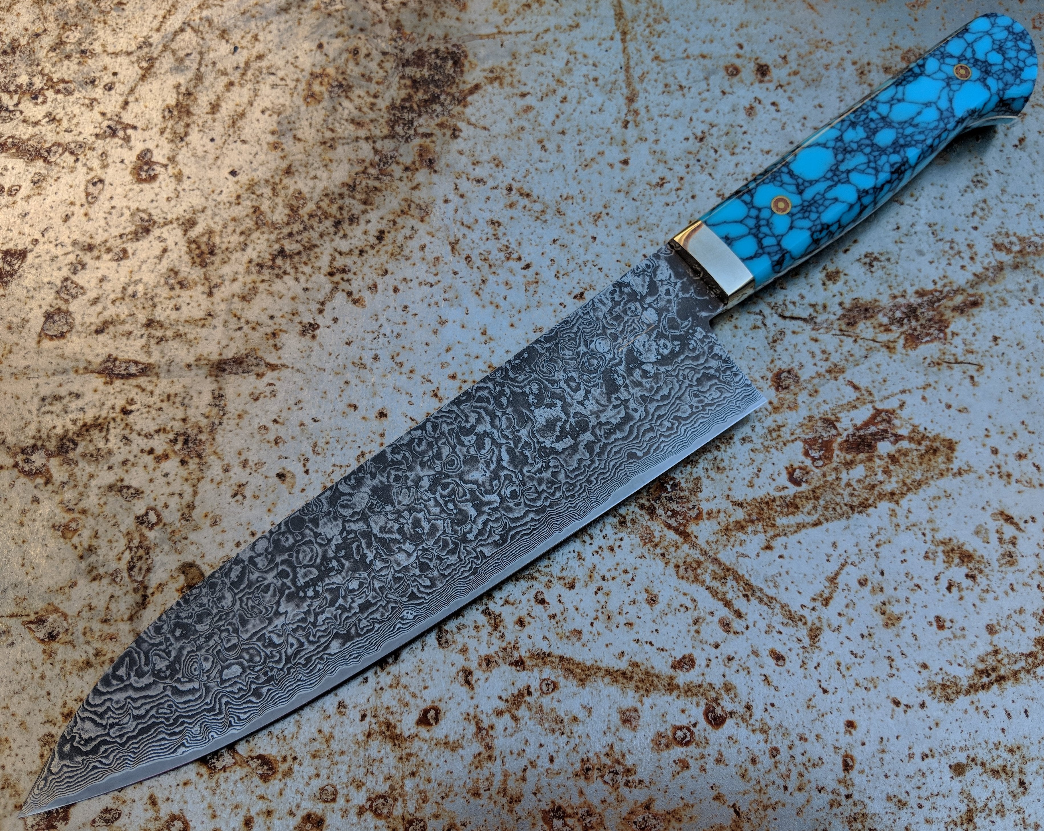 Premium Mr. Itou 190mm Turquoise Gyuto Japanese Chef Knife - High Carbon Stainless Steel Blade for Professional Sushi, Meat Cutting & Kitchen Cooking