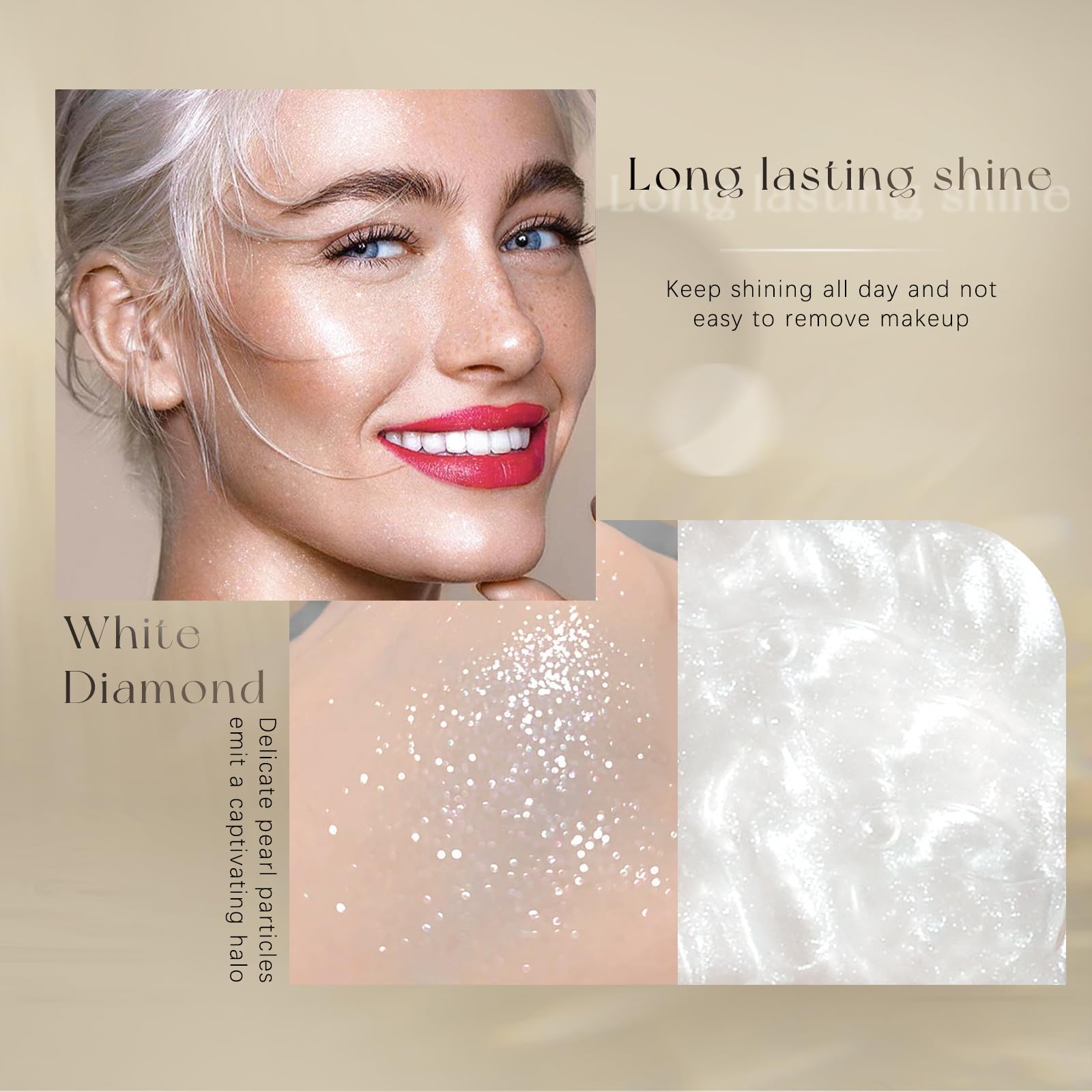 Body Glitter Spray - Moisturizing Bronze Shimmer Luminizer for Face, Hair & Body | Quick-Drying, Non-Sticky Liquid Highlighter | 60ml Silver | Perfect for Parties, Festivals & Night Out Makeup