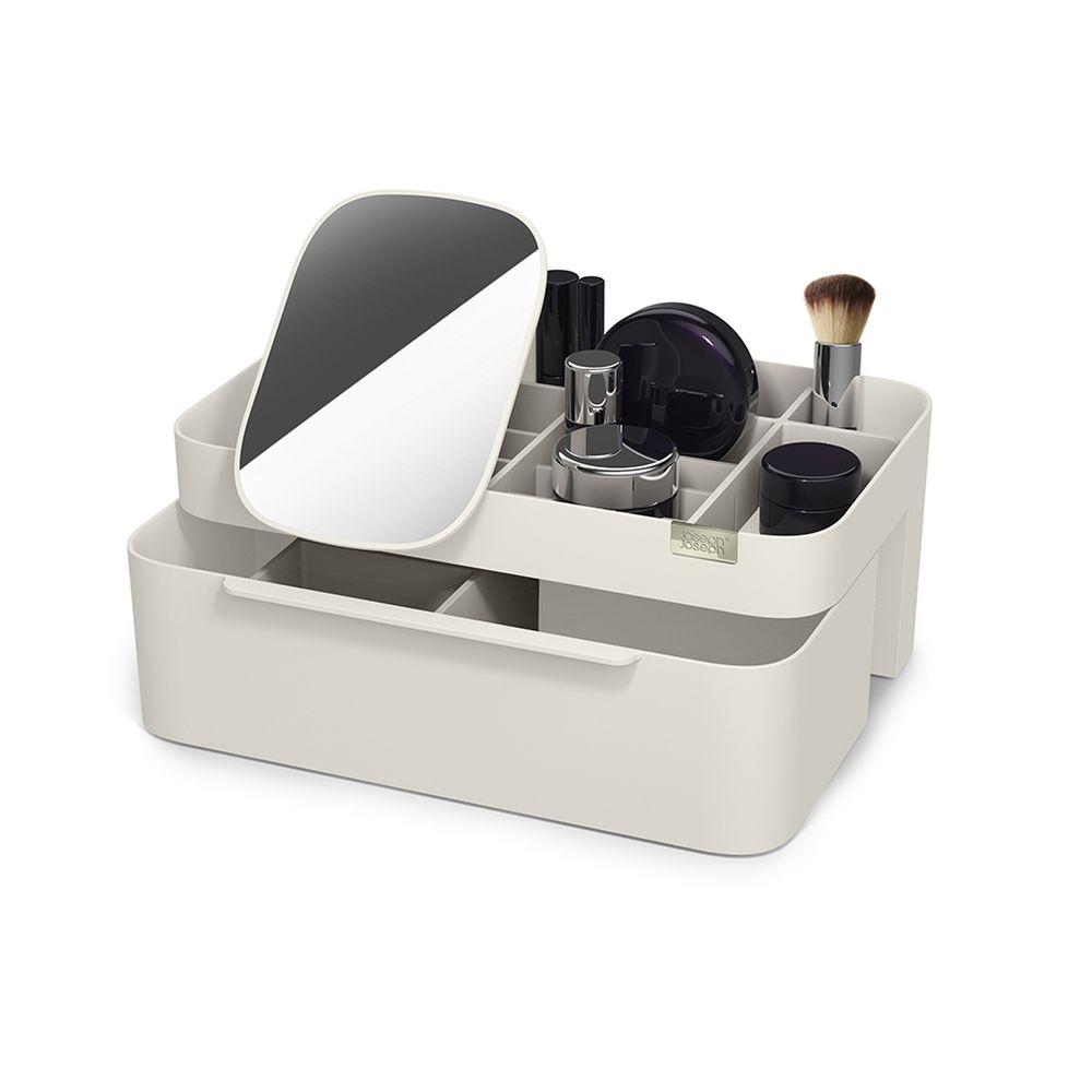 Joseph Joseph Viva Deluxe Makeup Organizer with Mirror - Premium Cosmetic Storage Case for Vanity, Travel & Daily Use