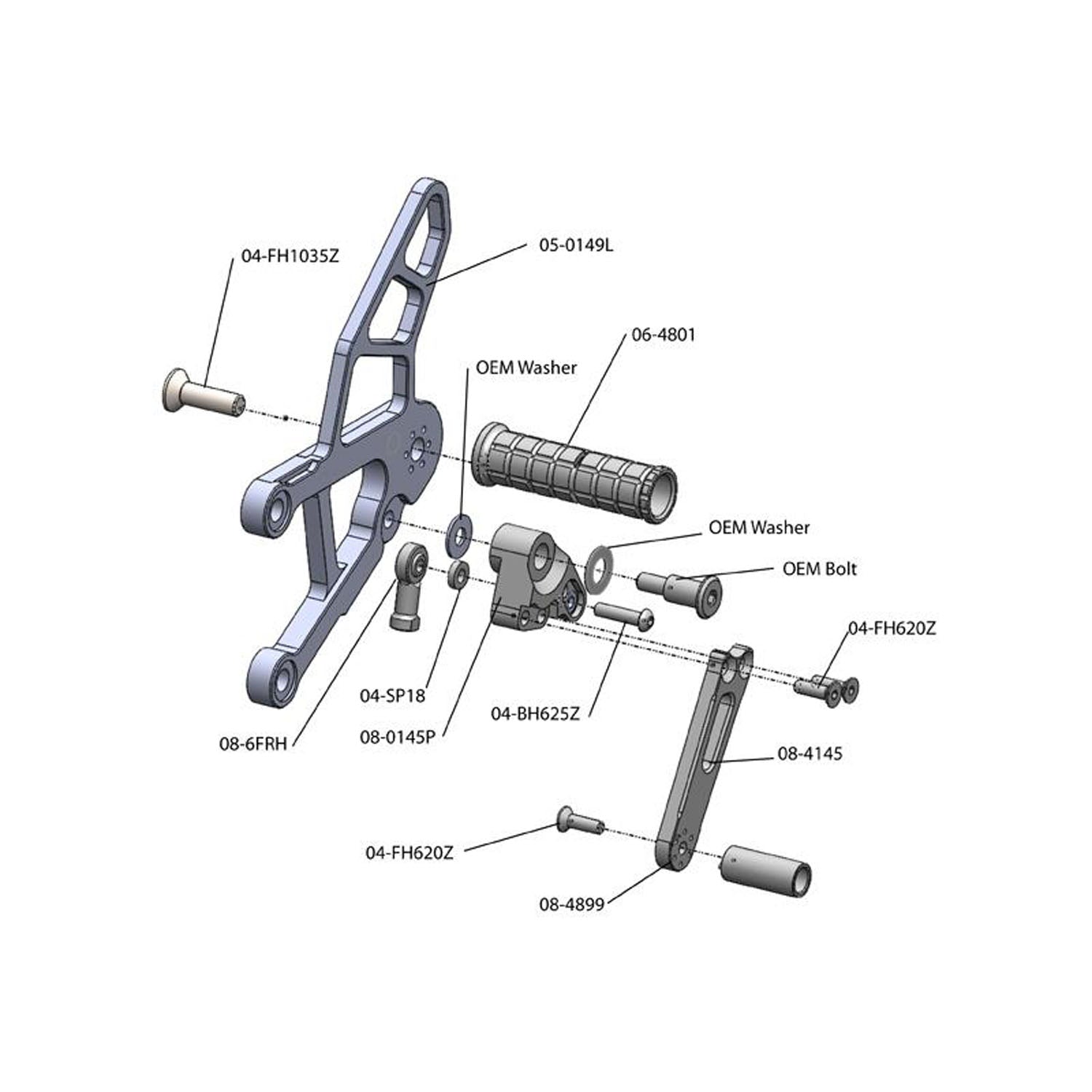 2019-2023 Kawasaki ZX6R Rearset Kit with Brake Pedal - Black | Adjustable Foot Pegs for Racing & Street Riding | Enhanced Control & Comfort for Track Days & Commuting