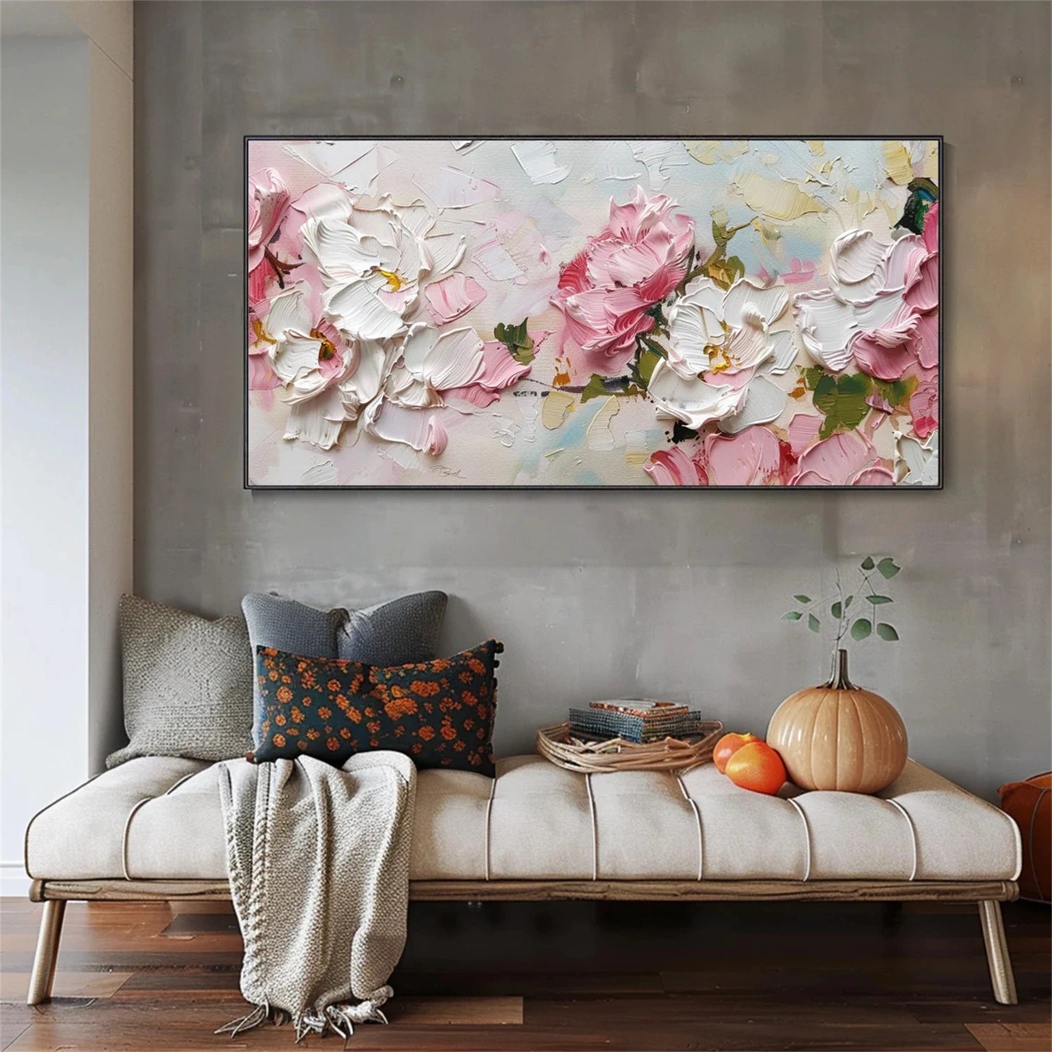Flower and Tree Painting #FT103 - Handmade Canvas Wall Art for Home Decor, Office, Living Room, Bedroom & Gift Ideas