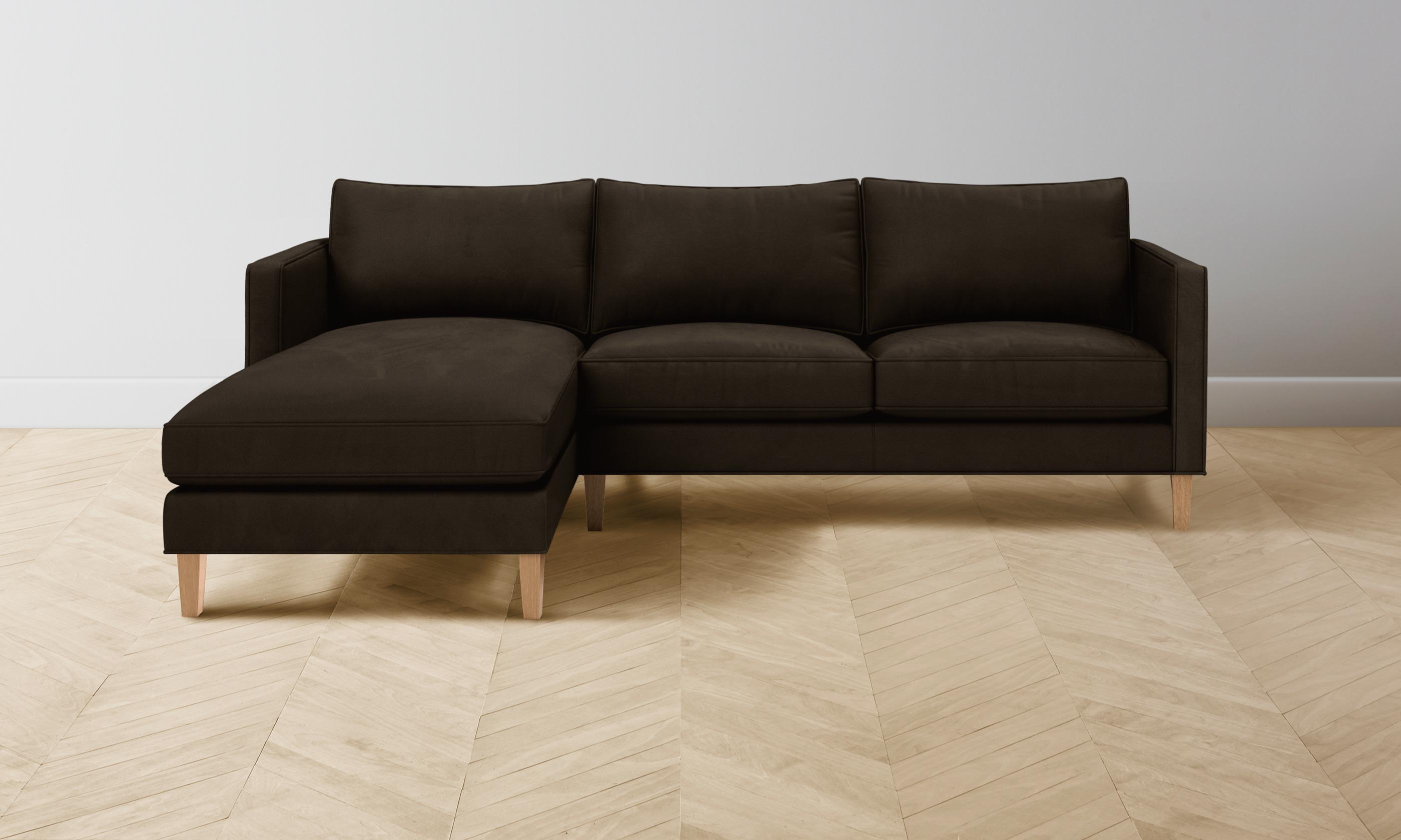 Premium Crosby Sectional Sofa in Espresso Nubuck Leather - Modern Living Room Furniture for Comfortable Lounging & Entertaining