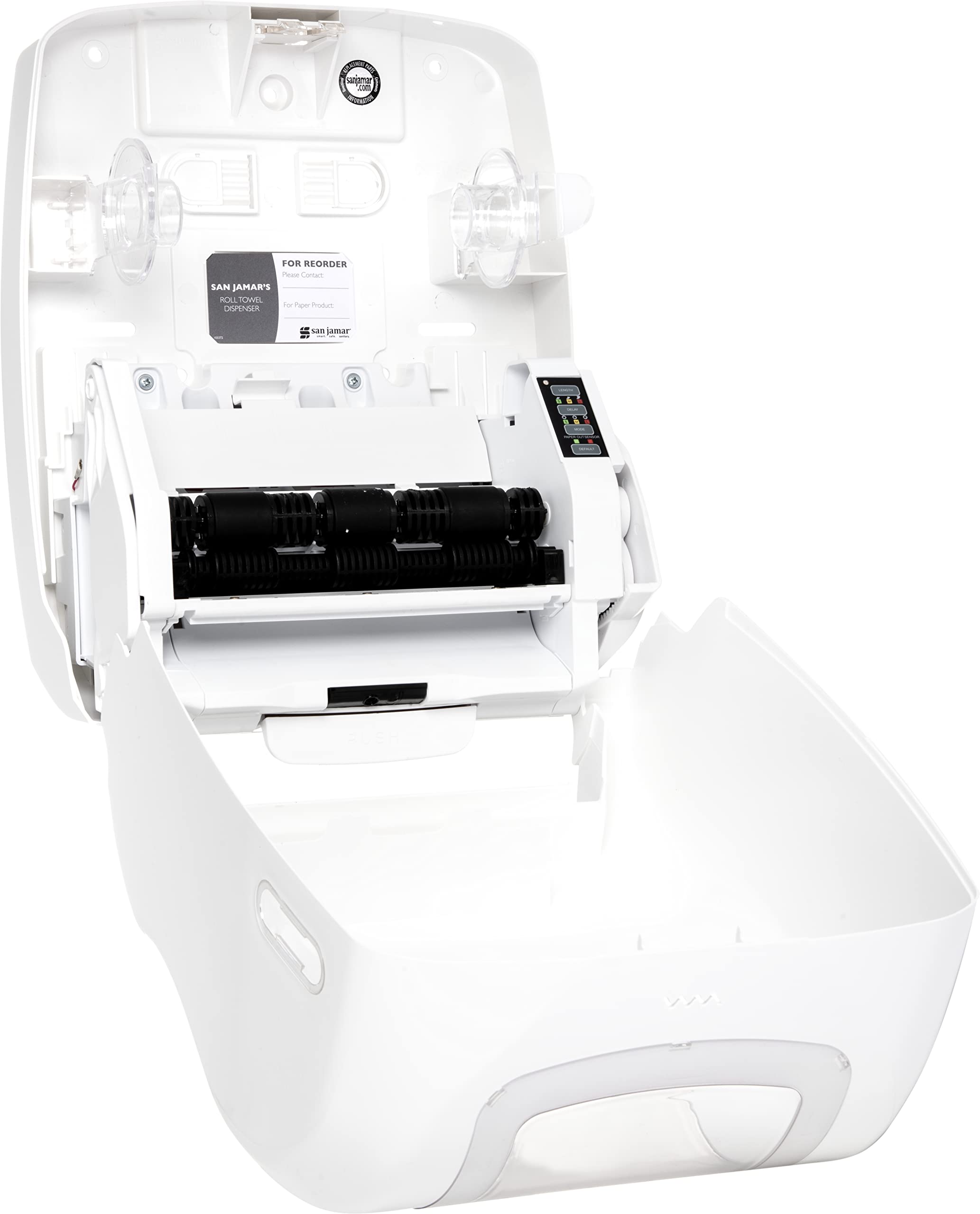 San Jamar Summit Hybrid Paper Towel Dispenser - White Plastic for Bathroom, Kitchen & Restaurant Use - 10.25