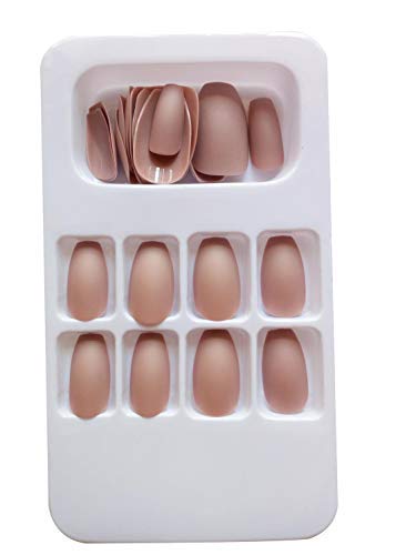 24pcs/set Medium Long Coffin Press On Nails - French False Nails with Full Cover Acrylic Tips in Pink & Grey | Easy Glue On Fake Nails for Women | Perfect for Parties, Weddings & Everyday Wear