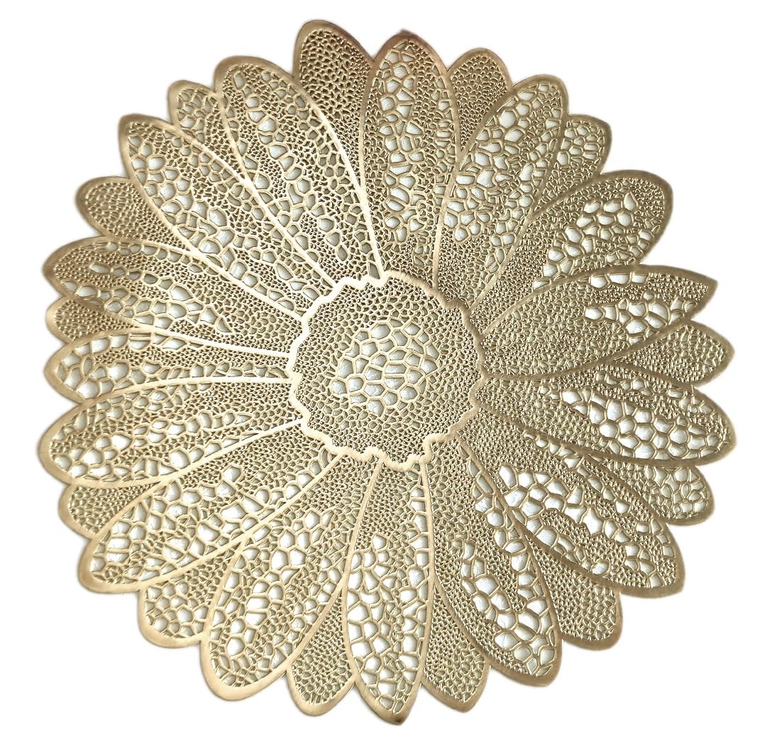 120-Piece Pressed Vinyl Metallic Placemats Set - Elegant Fiore Gold Wedding Table Decor for Banquets, Parties & Special Occasions