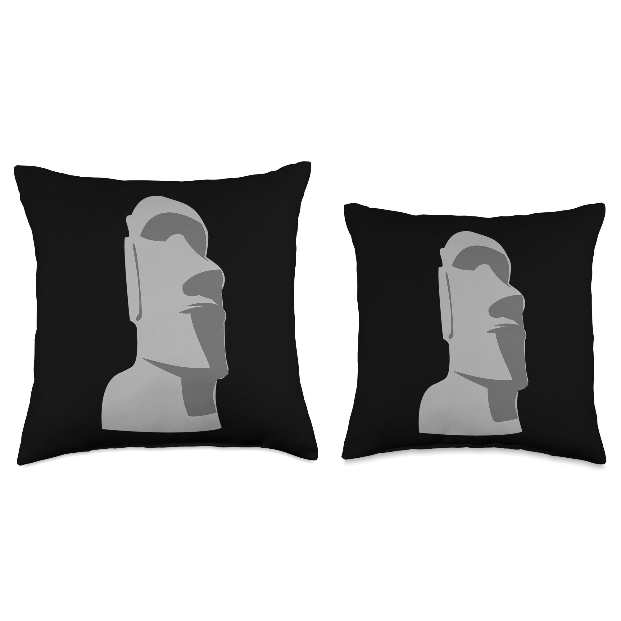 Easter Island Hawaiian Luau Gray Throw Pillow - Soft Decorative Cushion for Sofa, Bed, Living Room & Outdoor Patio