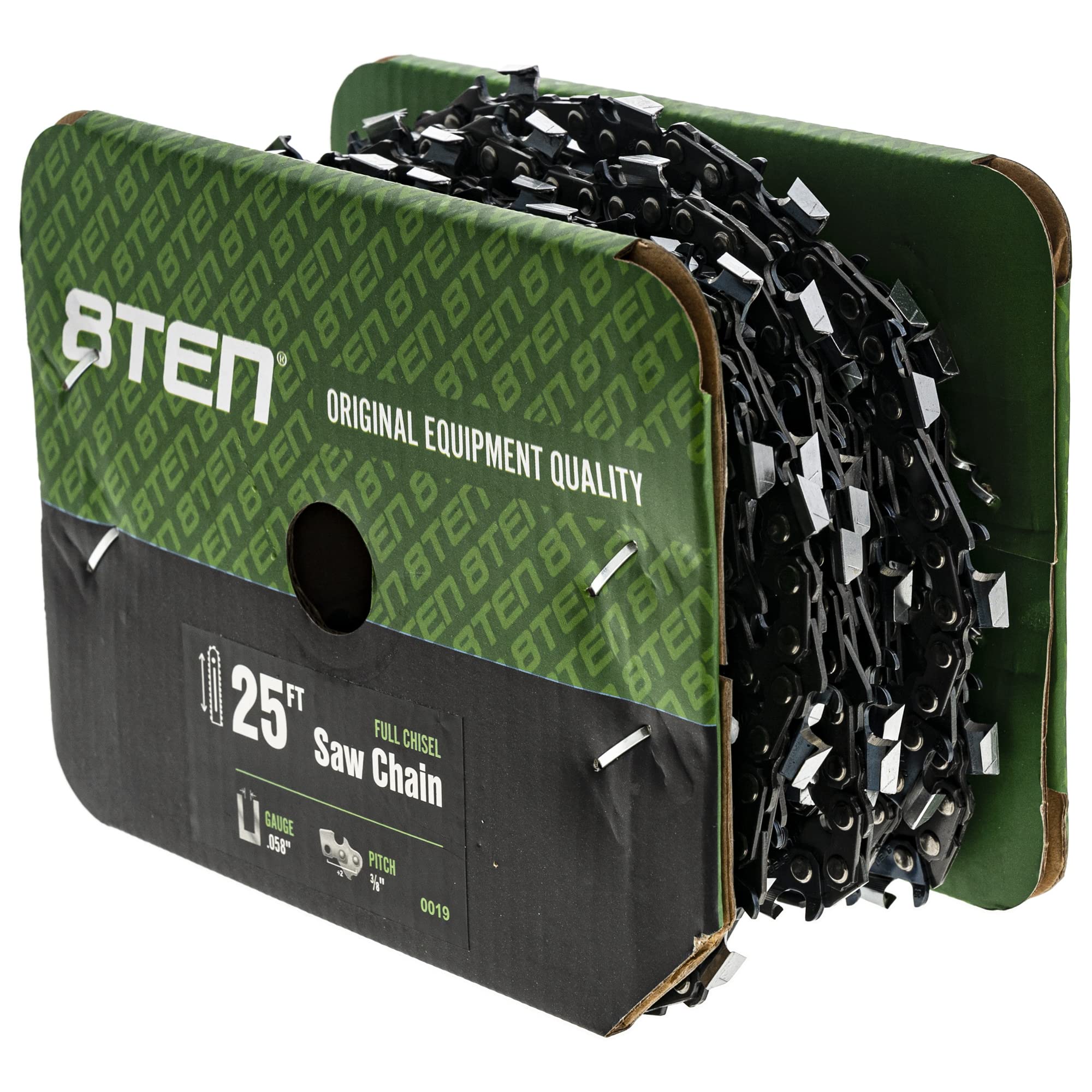 8TEN Bulk Chainsaw Chain Reel - 25 Feet Full Chisel .058 Gauge 3/8 Pitch for Professional Wood Cutting | Ideal for Forestry, Lumberjacking & Firewood Preparation