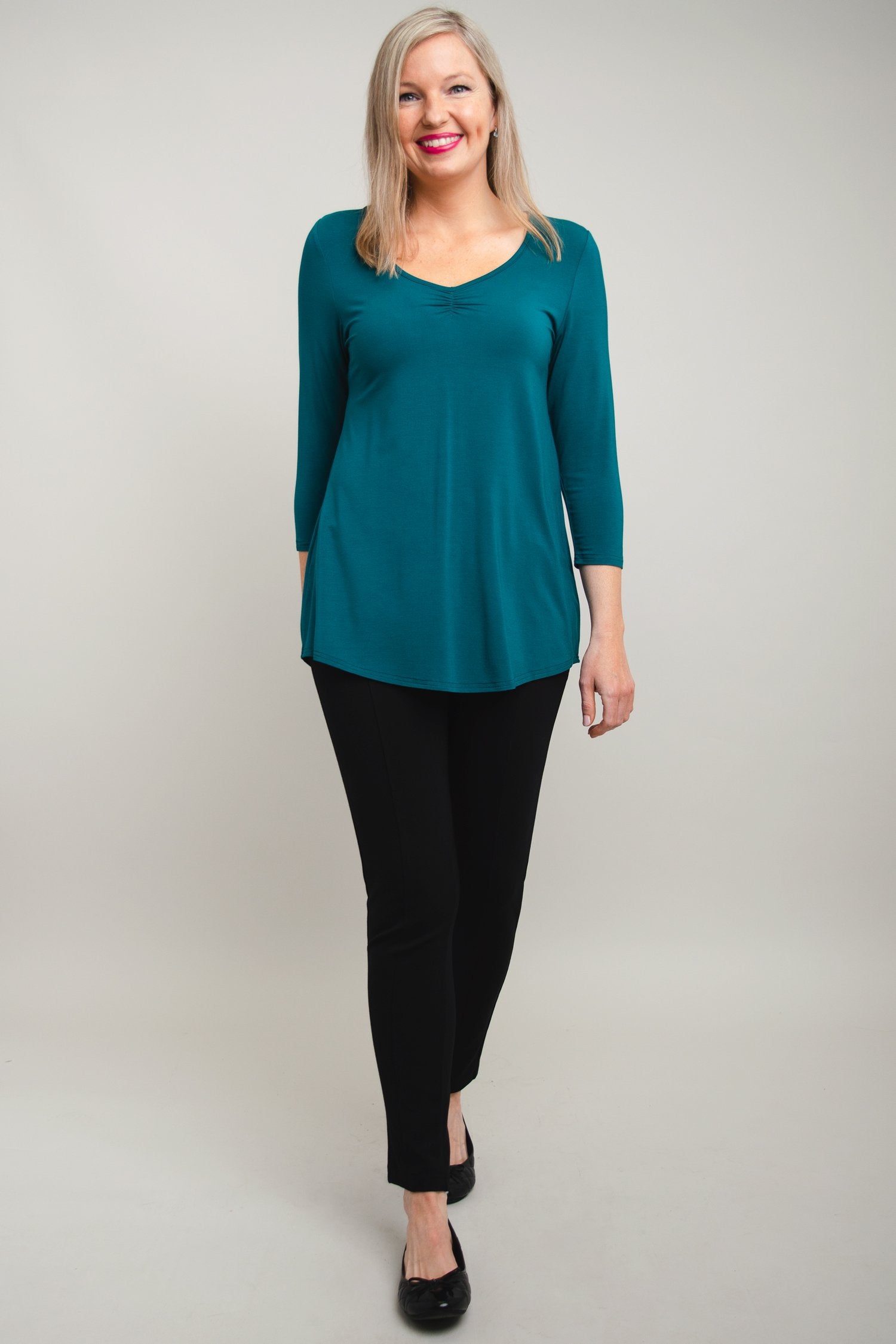Franny Top - Soft Bamboo Teal Blouse for Women | Breathable & Comfortable | Perfect for Casual Wear, Office & Summer Outfits