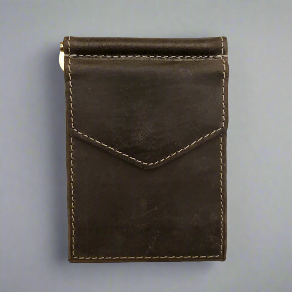 BOL Men's Distressed Leather Money Clip Wallet - Slim RFID Blocking Bifold Wallet for Cash & Cards - Perfect for Business, Travel and Everyday Use