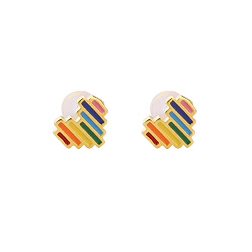 Rainbow heart earrings Gold
