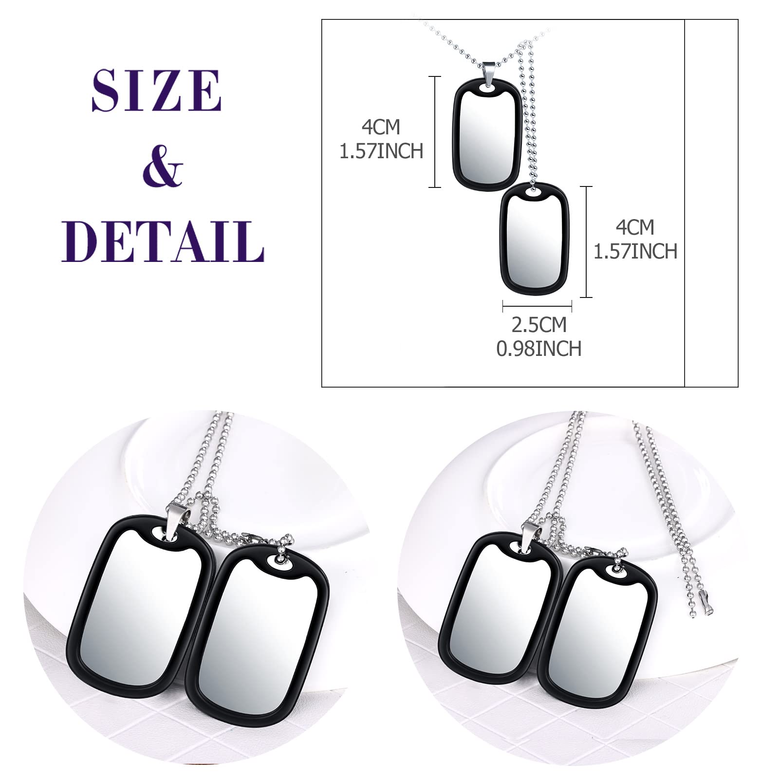 Feilok Men's Stainless Steel Dog Tag Necklace - Military Style for Outdoor & Casual Wear
