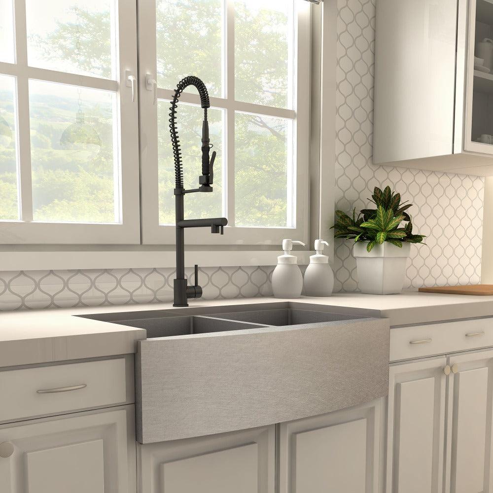 ZLINE Van Gogh Matte Black Pull Down Spring Kitchen Faucet with Pot Filler | High Arc Commercial Style Sprayer | Perfect for Modern Farmhouse & Restaurant Kitchens