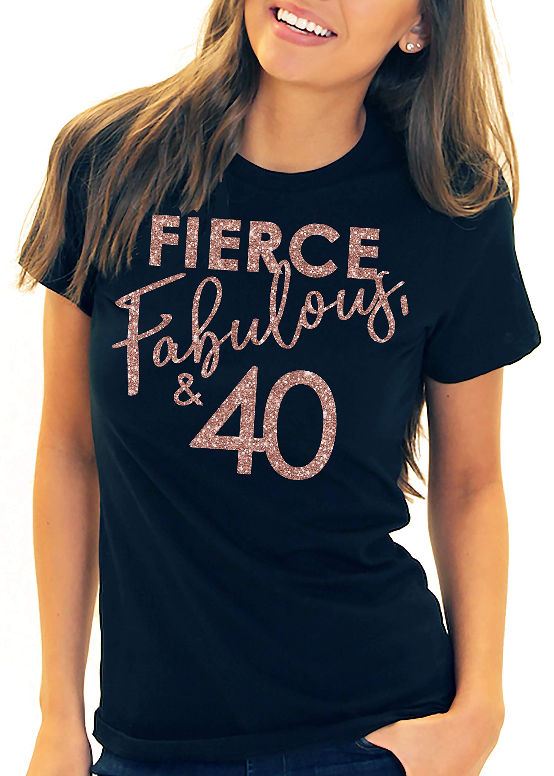 Rose Gold Rhinestone Sash 40th Birthday Shirts for Women - Elegant 40th Birthday Gift Ideas - Sparkling Party Tshirts for Women's Milestone Celebration | Perfect for Birthday Parties, Girls' Night Out & Special Occasions