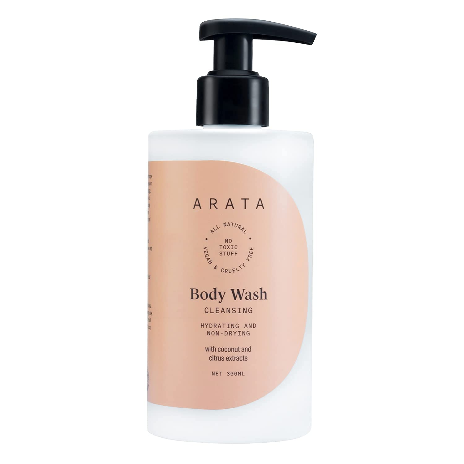 Ar.ata Natural Hydrating & Non-Drying Body Wash with Coconut & Citrus Extracts - Vegan, Cruelty-Free Gentle Cleanser for Women & Men (300ml) | Moisturizing Shower Gel for Dry Skin, Daily Use at Home & Gym