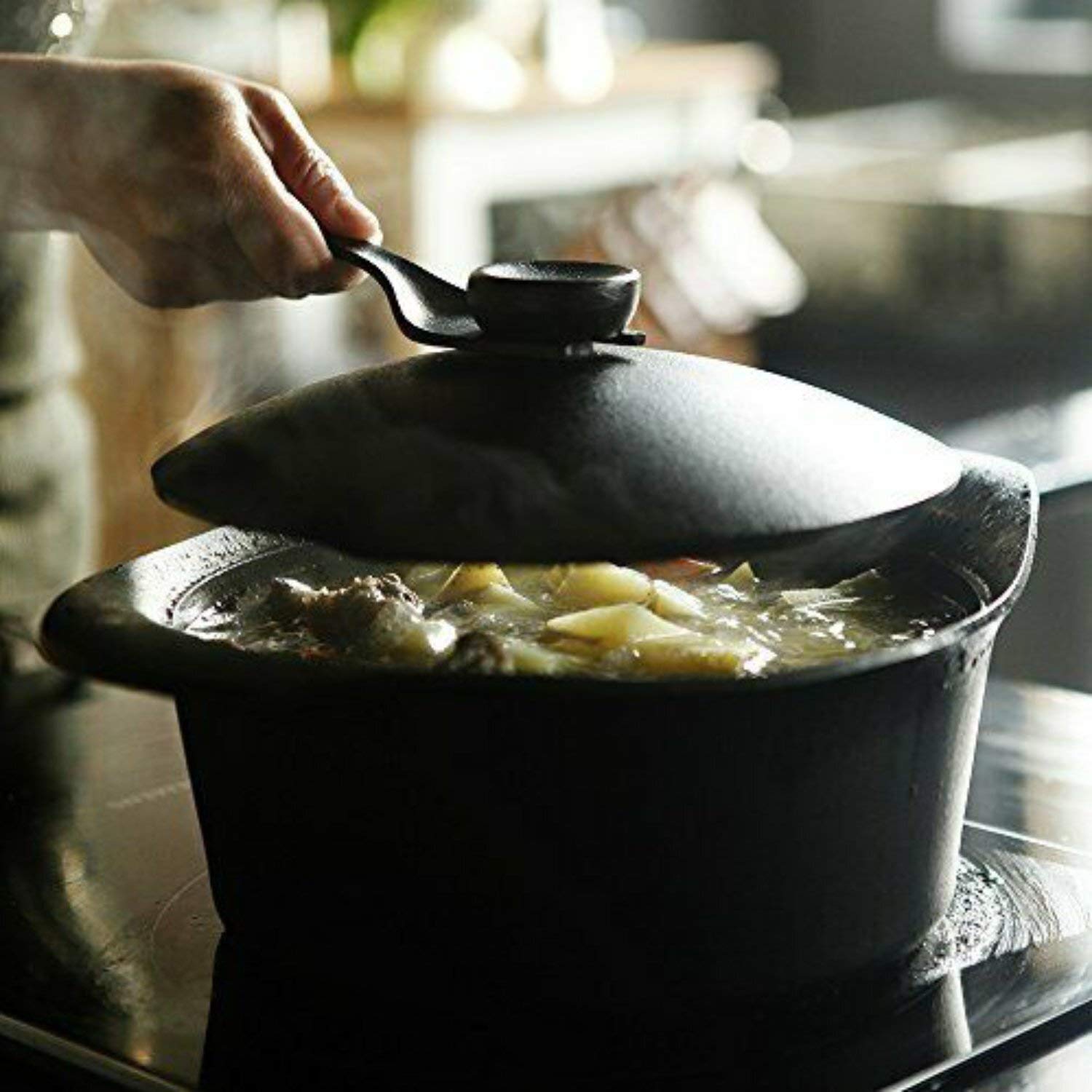 Sori Yanagi Nambu Ironware Deep Iron Pot - Japanese Made Cast Iron Cookware with Lid & Handle, Induction Compatible - Perfect for Soups, Stews & Slow Cooking