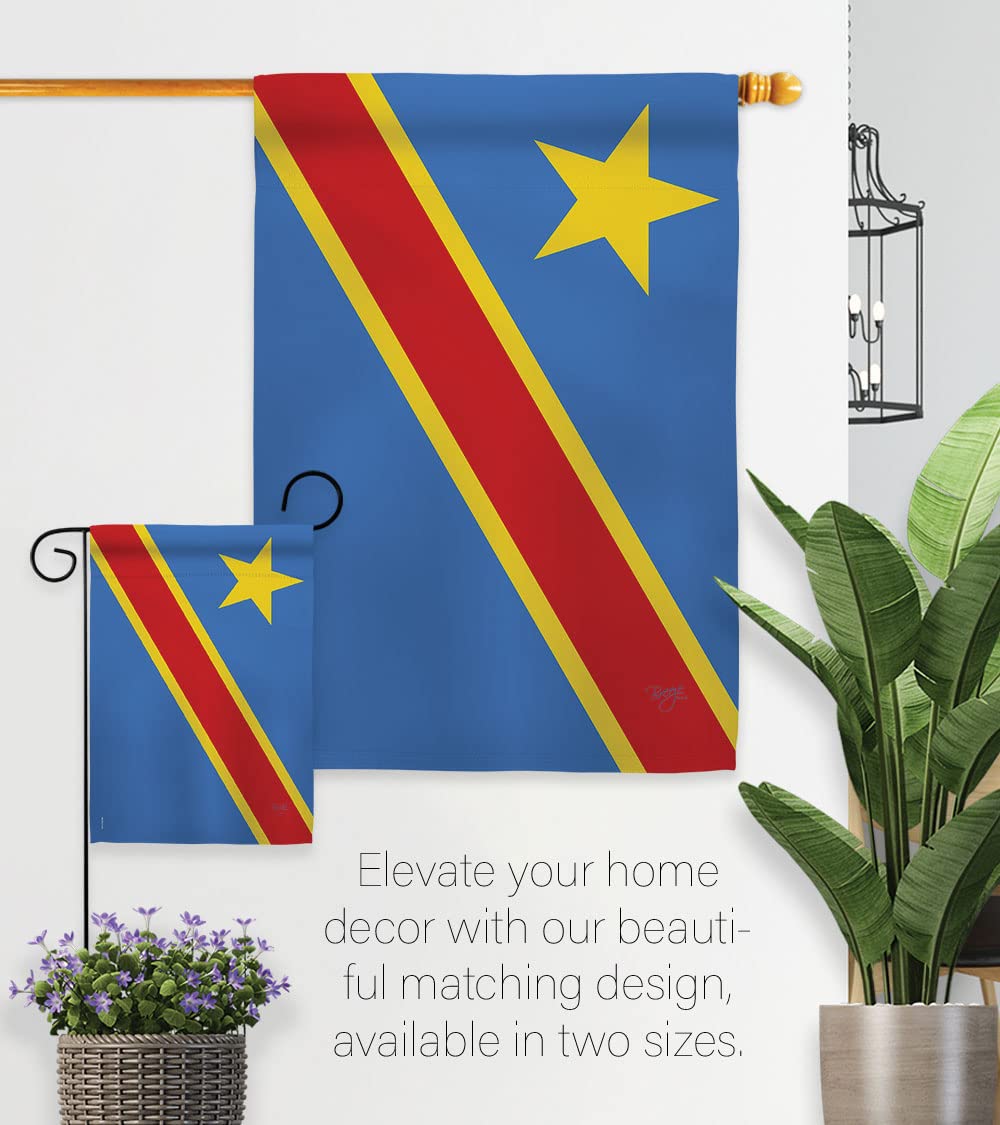 DR Congo National Flag 28x40in with Pole - House & Garden Decor