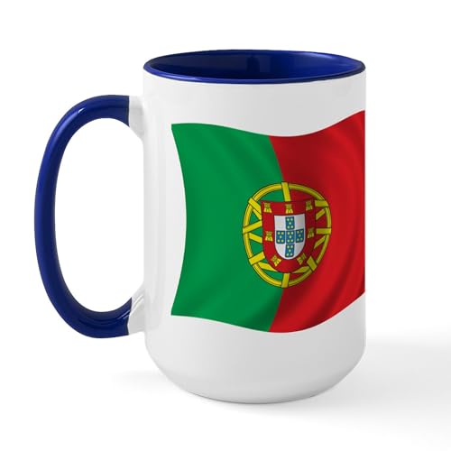 White/Navy Inside - Wavy Portugal Flag Large Mug