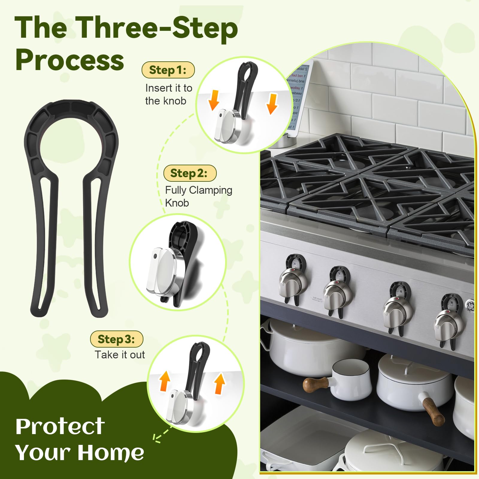 **5-Pack Heat-Resistant Gas Stove Knob Locks – Child & Pet Safety Oven Knob Covers – Black – Perfect for Baby-Proofing Kitchens & Preventing Accidents**