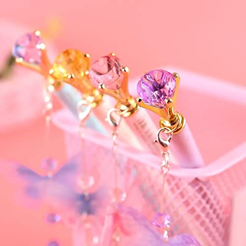 ZEHO 2-Pack 0.7mm Metal Mechanical Pencils with Crystal Diamond Top - Cute Automatic Pencils for Girls, Butterfly Design (Random Color) - Perfect for School, Office, Drawing & Gift Giving