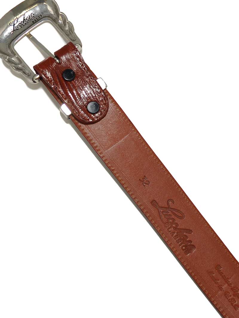 Lucchese W8051 Genuine Lizard Leather Western Belt Handcrafted in USA - Brown Cowboy Belt for Men | Perfect for Rodeo, Country Music Festivals & Western Fashion