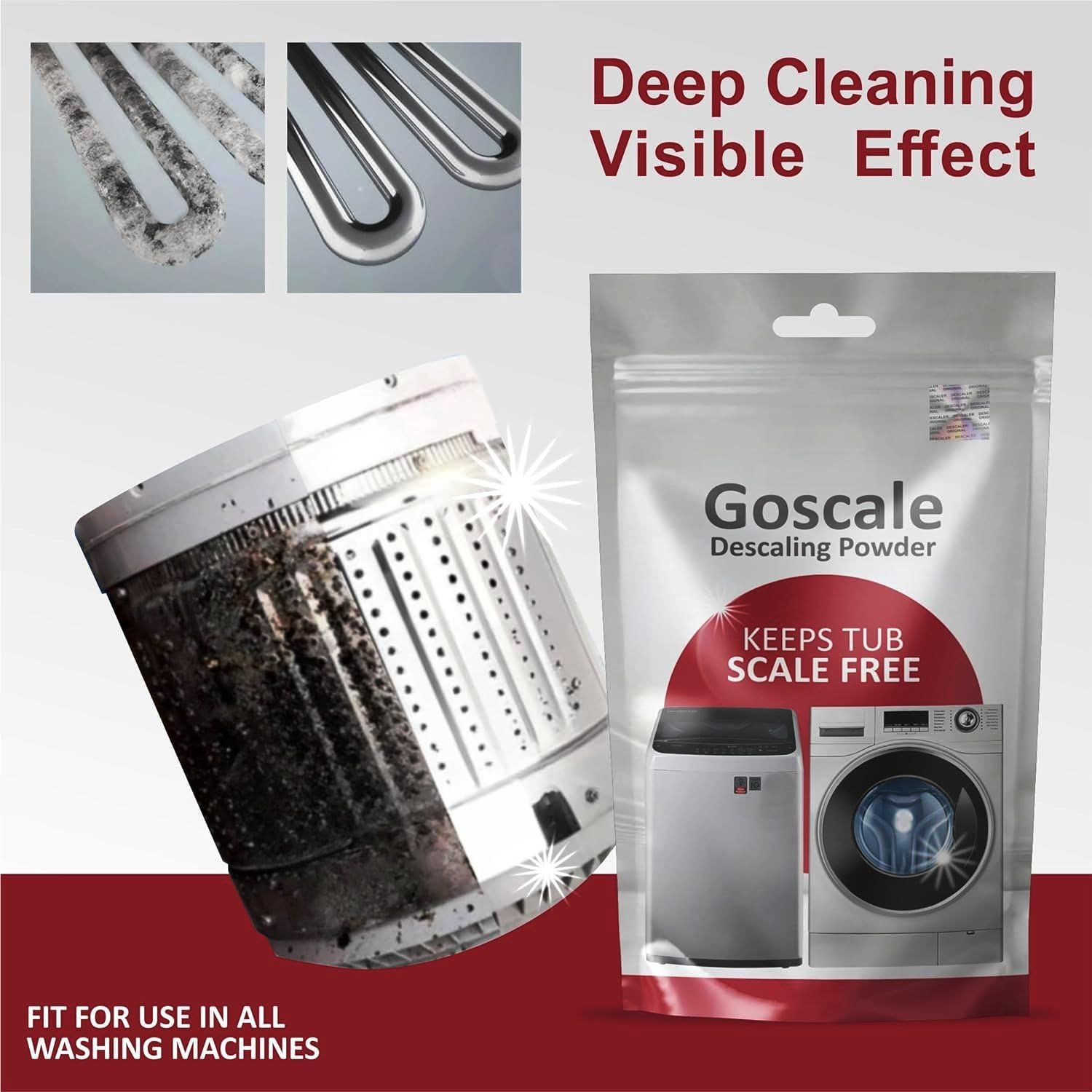 LG & Whirlpool Washing Machine Descaler Powder - Front Load & Top Load Compatible, 100g (10 Pack) | Deep Clean Drum, Remove Limescale & Odors | Perfect for Monthly Maintenance & Hard Water Areas