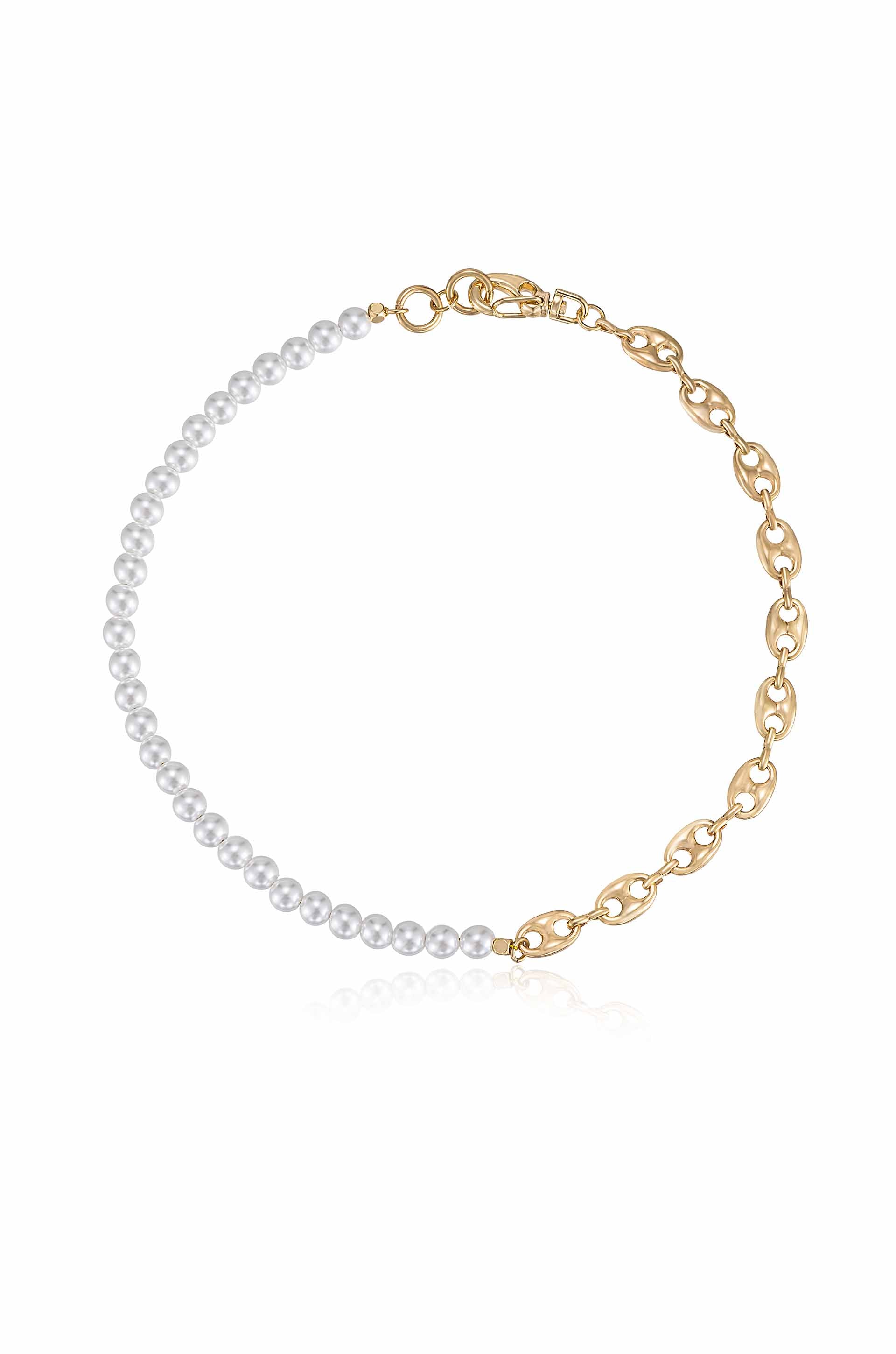 Elegant Pearl & Modern Chain Link Collar Necklace for Women - Perfect for Weddings, Parties & Everyday Fashion Accessories