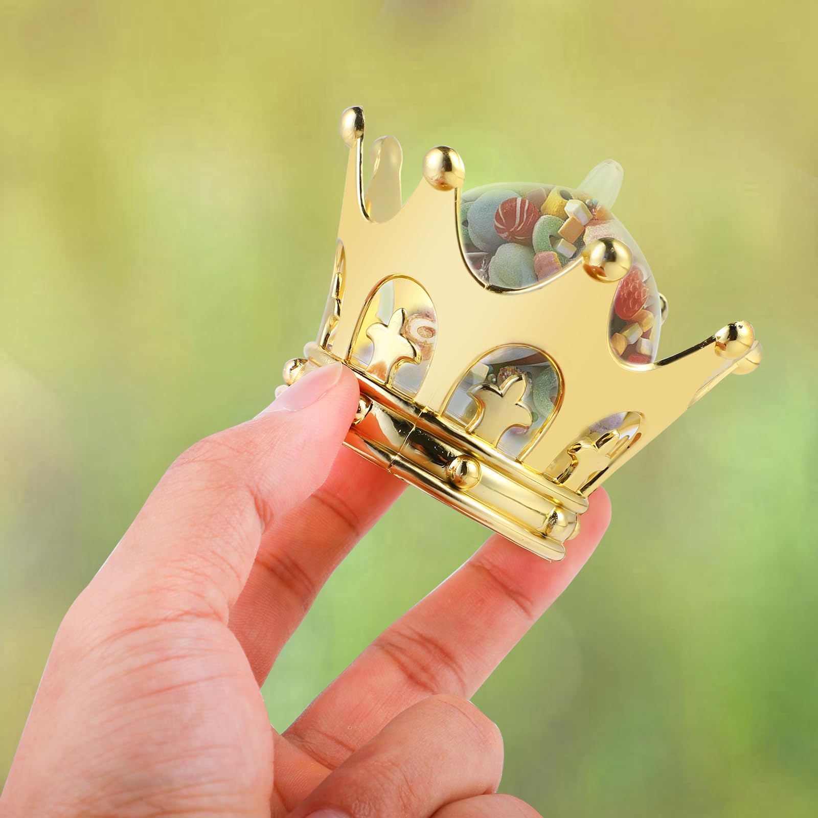 24-Piece Fillable Gold Crown Party Favors with Dome - Perfect for Birthday, Graduation & Celebration Decorations | JC Hummingbird JCHB | Great for Themed Parties, Photo Booths & Special Events