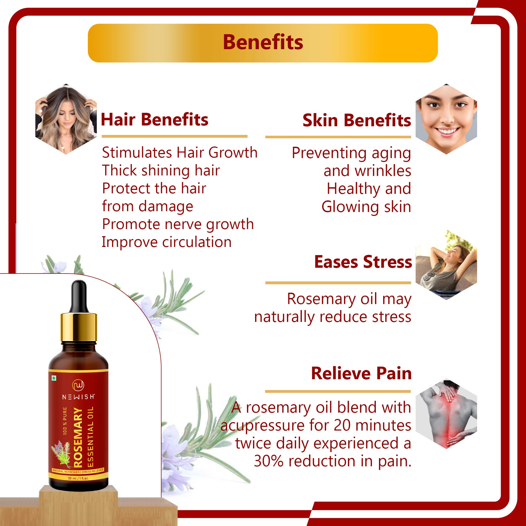 Premium Lavender & Rosemary Essential Oil Gift Set - 30ml (Pack of 2) - Aromatherapy, Relaxation & Skin Care - Perfect for Spa, Massage & Home Fragrance