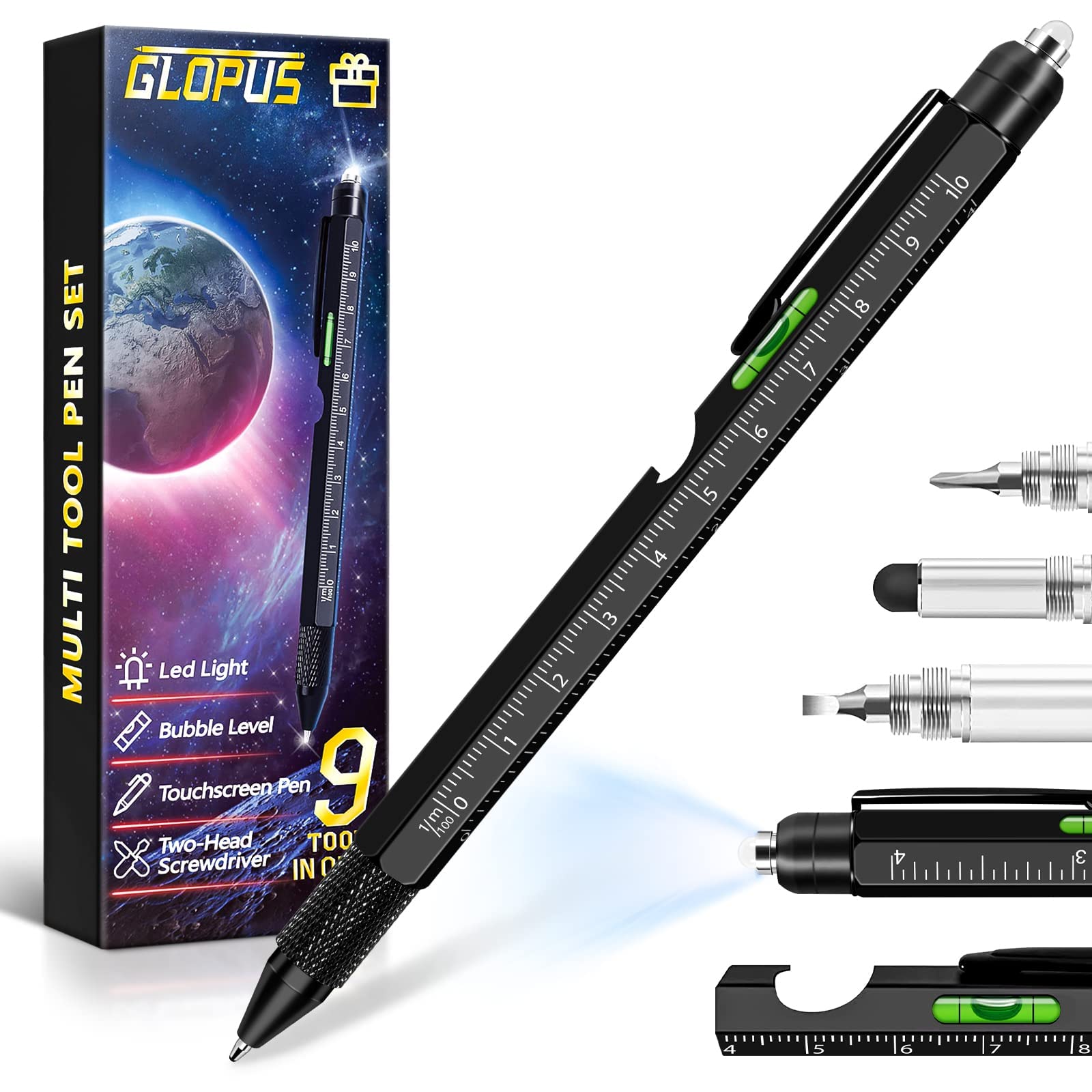 9-in-1 Multitool Pen for Men - Perfect Father's Day Gift for Dad, Husband, Boyfriend & Grandpa | Cool Gadgets & Practical Tools for Everyday Carry, DIY Projects, Camping, Office & Emergency Use