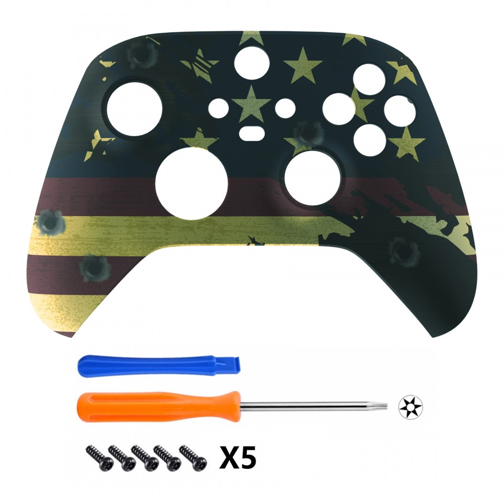 eXtremeRate Replacement Front Housing Shell for Xbox Series X & S Controller - US Flag The Stars & Stripes Design | Custom Gaming Controller Cover for Enhanced Grip & Style | Perfect for Xbox Enthusiasts & Patriotic Gamers