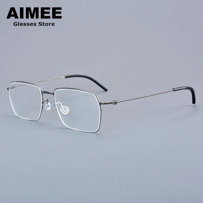 Aimee Unisex Full Rim Square Screwless Titanium Eyeglasses 25509 - Lightweight Durable Frame for Men & Women - Perfect for Reading, Work, and Everyday Fashion