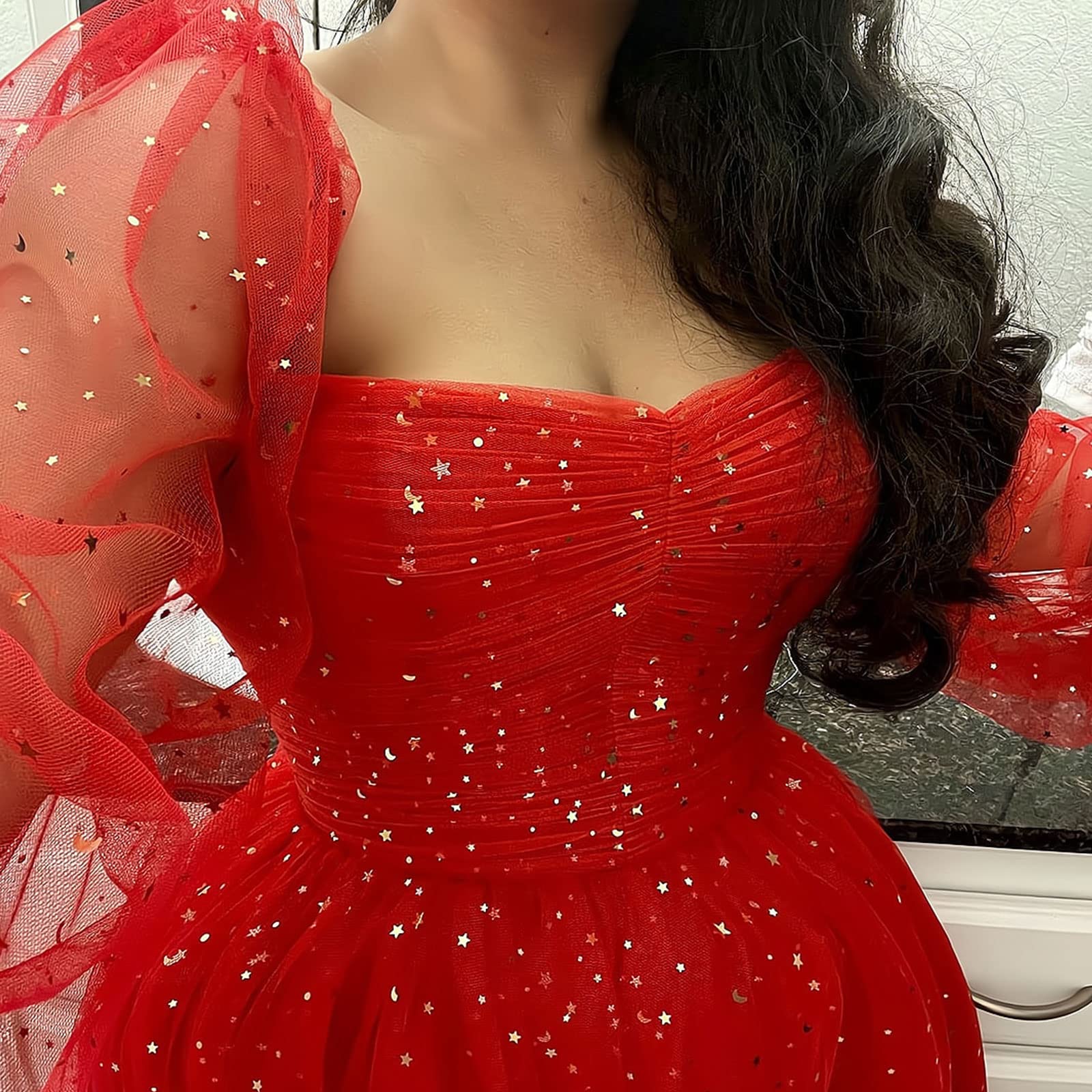 ManDu Tulle Homecoming Dresses for Teens | Puffy Sleeve Sweetheart Short Prom Dresses | Ruched Cocktail Party Dresses | Perfect for School Dances, Birthday Parties & Special Occasions