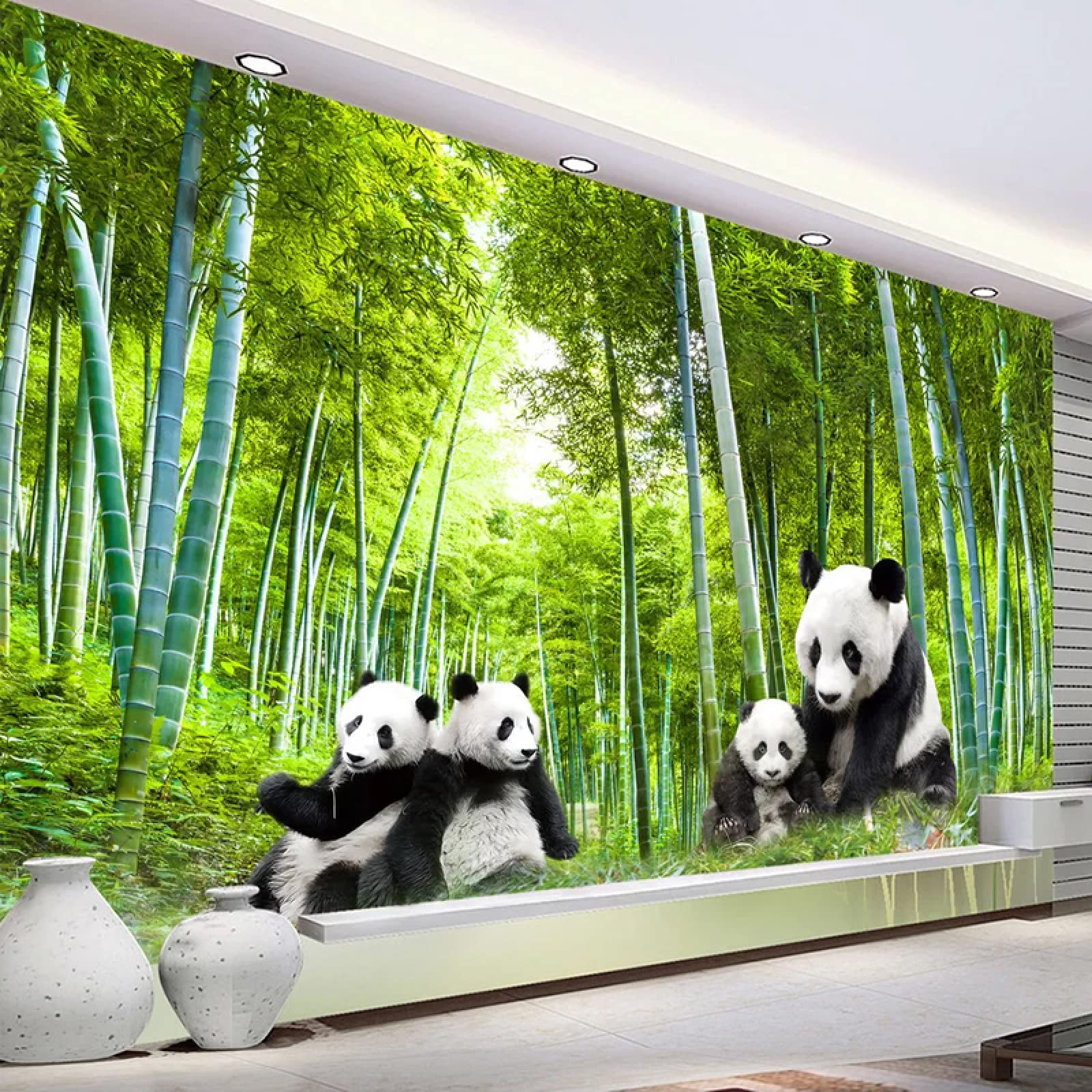 Panda Peel and Stick Wallpaper - Self-Adhesive Removable Wall Mural (118x82 Inch) - Bamboo Forest Wall Decor for Nursery, Kids Room & Home Office