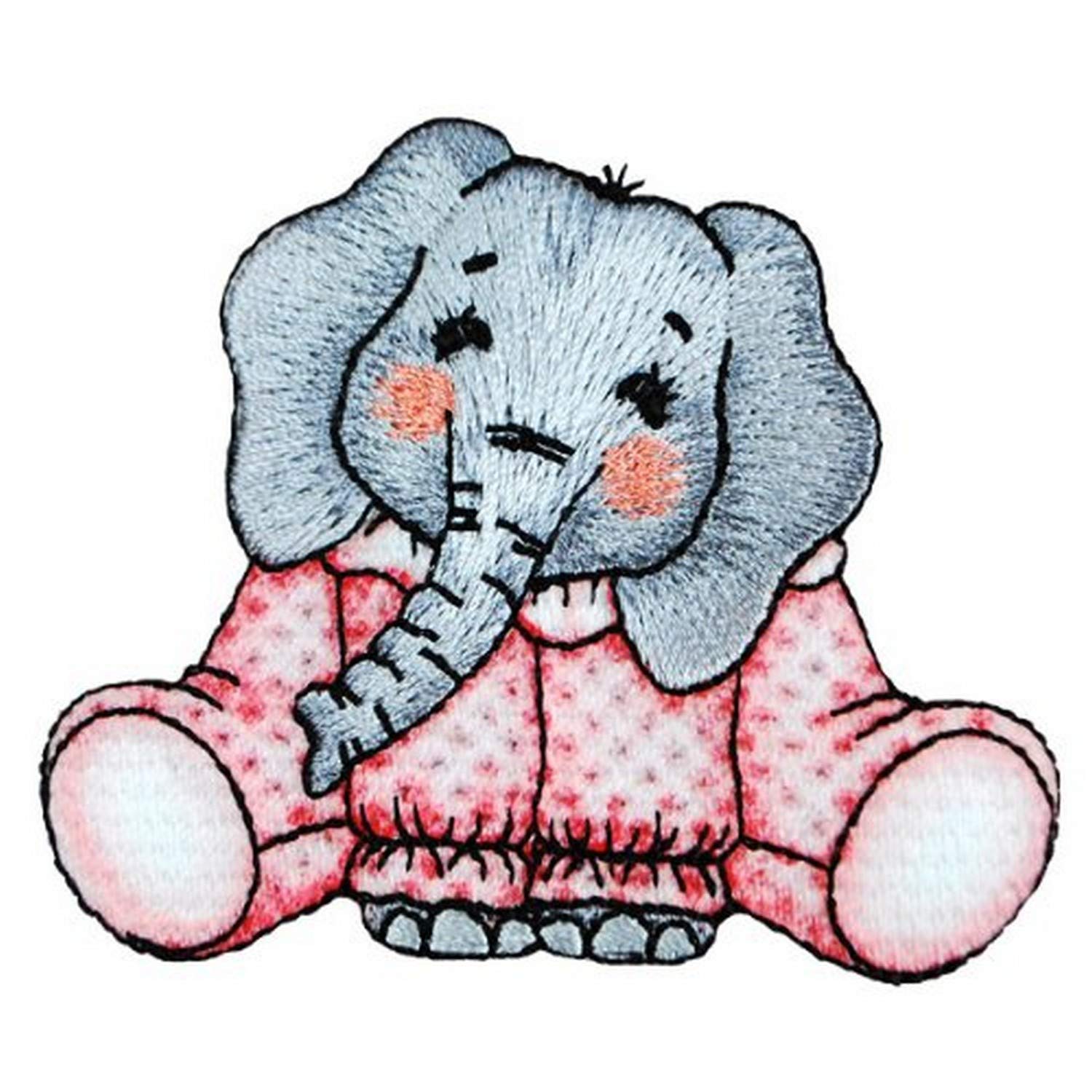 Expo Iron-on Embroidered Applique Patches - BaZooples Elsie Elephant in Pajamas Design for DIY Crafts, Clothing Customization & Kids Costume Accessories | Perfect for Backpacks, Jeans, Jackets & Scrapbooking