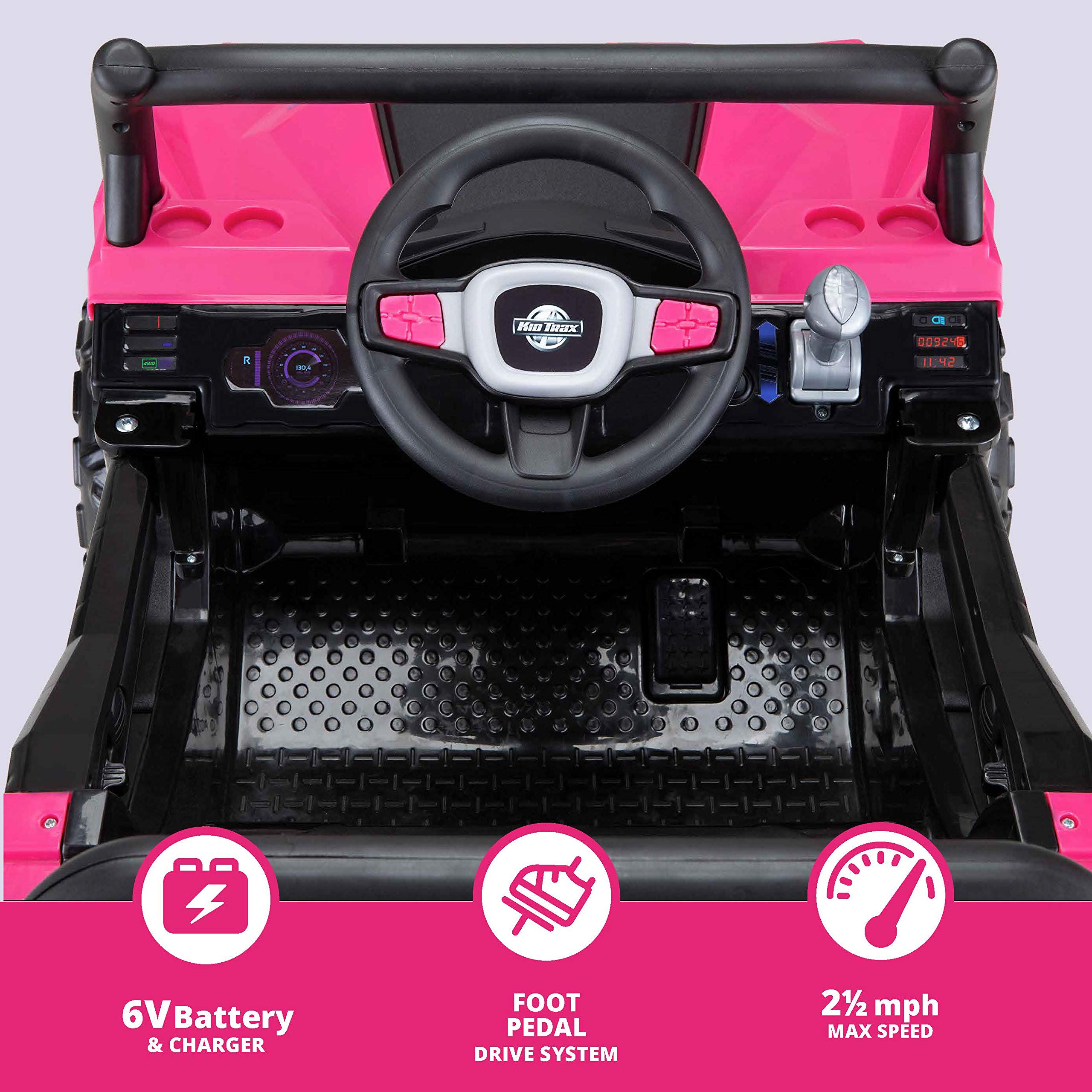 Kid Trax Toddler UTV Electric Ride-On Toy for Kids Ages 3-5 Years | 6V Battery & Charger | 60 lbs Weight Limit | LED Headlights | Pink - Perfect for Outdoor Play, Backyard Adventures & Birthday Gifts