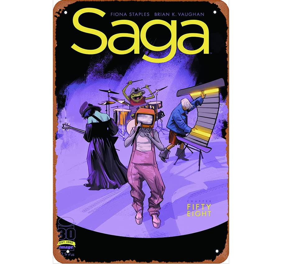 Vintage Saga #58 Comics Retro Metal Tin Sign - 8x12 Inch Wall Decor for Cave, Bar, Club & Home - Unique Home Wall Art for Comic Fans & Collectors