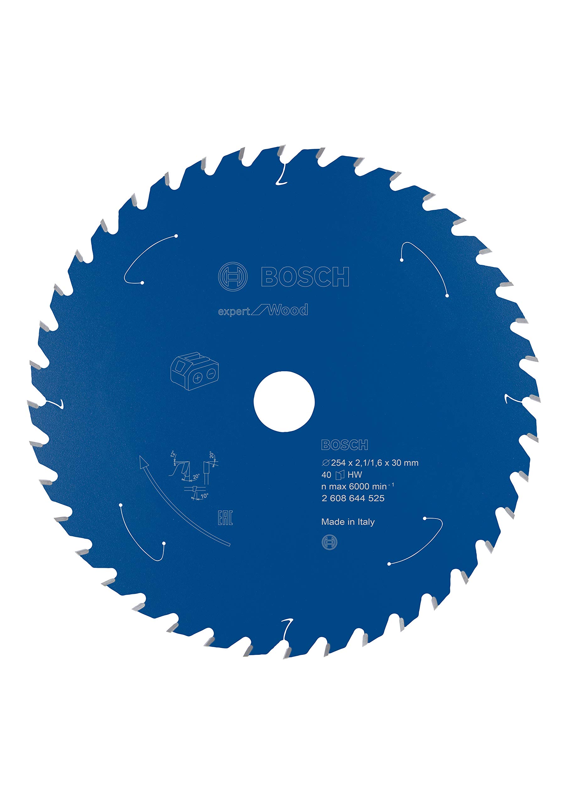 Bosch Professional Circular Saw Blade Expert - 10-Inch 254mm x 30mm x 2.1mm 40-Tooth Wood Cutting Blade for Cordless Circular Saws | Perfect for DIY Projects, Woodworking, and Professional Construction Use