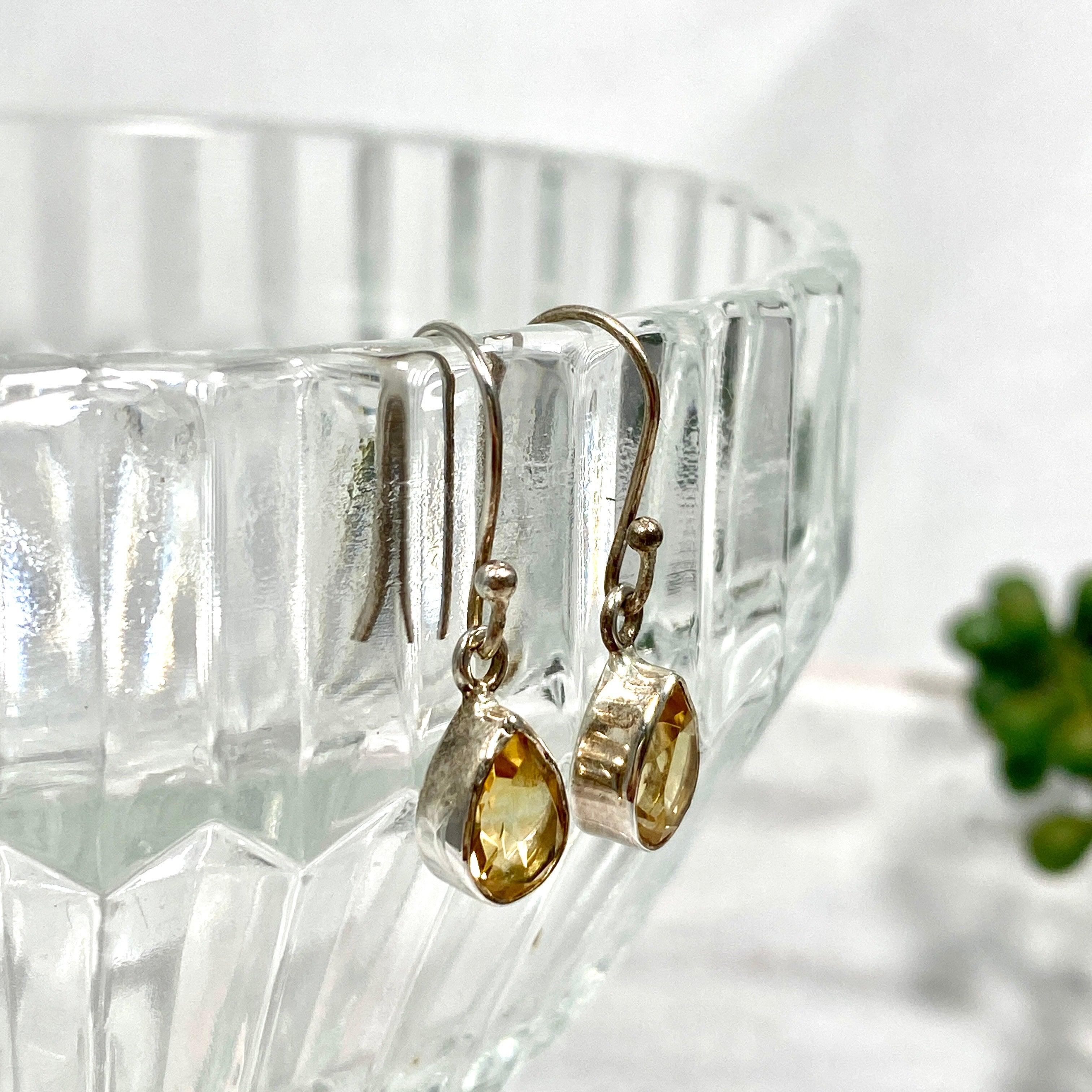 Citrine Petite Teardrop Faceted Earrings R2363 CTD - Elegant Dainty Jewelry for Women, Perfect for Weddings, Parties & Everyday Wear