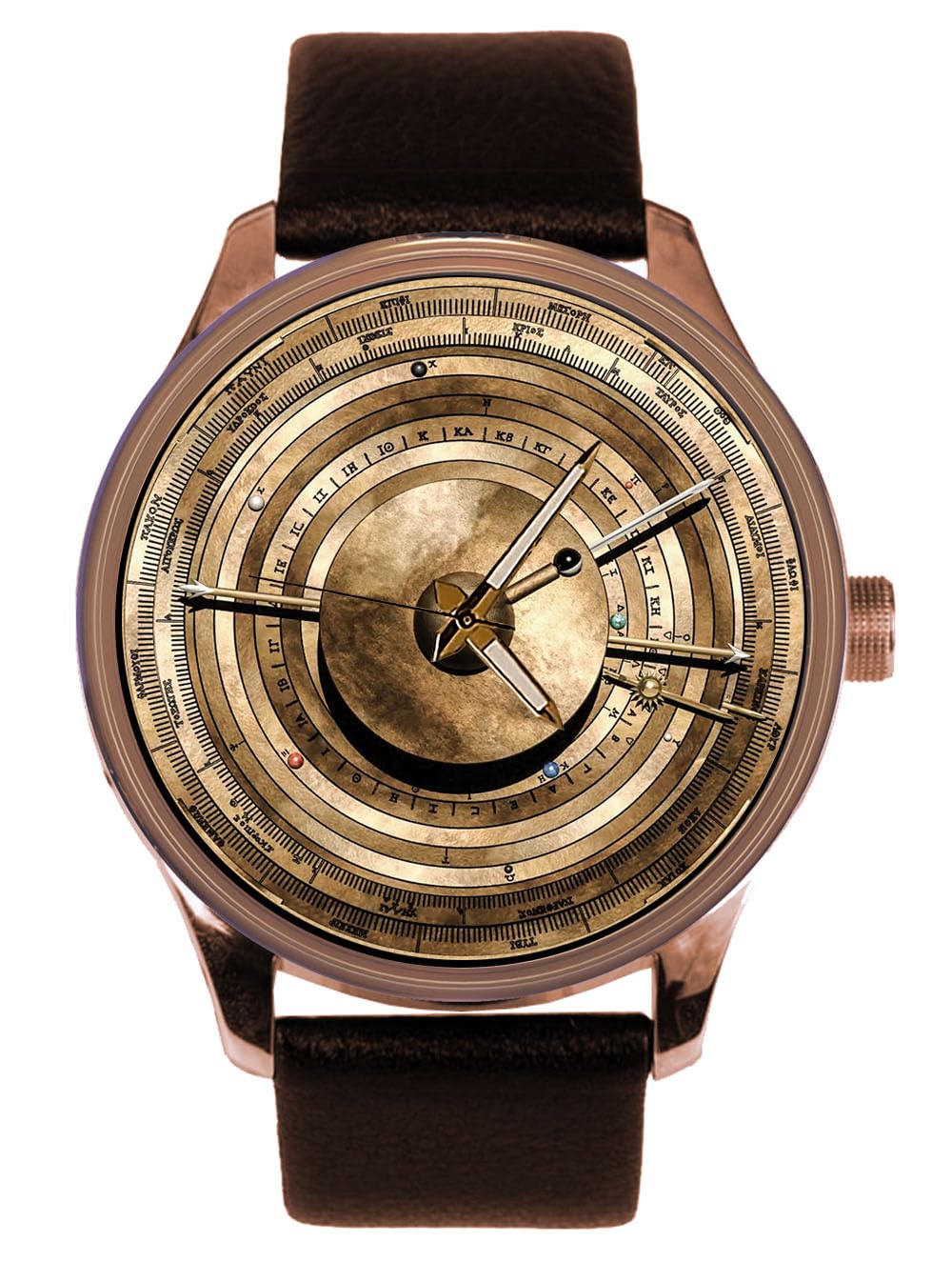 Antikythera Ancient Archimedean Mechanism Solid Brass Navigator's Watch - Antique Copper Art Collectible Timepiece with Dial of Destiny | Perfect for History Enthusiasts, Unique Gift & Steampunk Decor