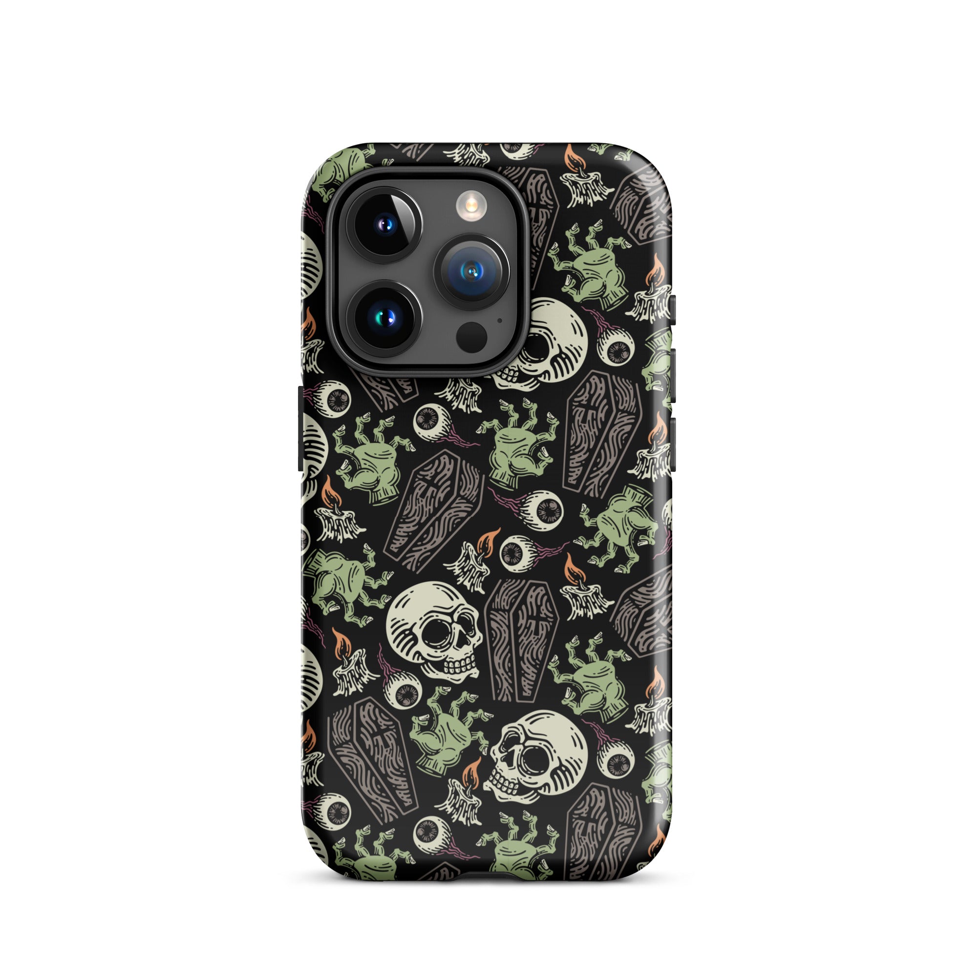 Premium Skeleton Horror iPhone Case - Durable Shockproof Protection for iPhone 12/13/14/15 Pro Max - Gothic Halloween Aesthetic Phone Cover for Parties & Cosplay
