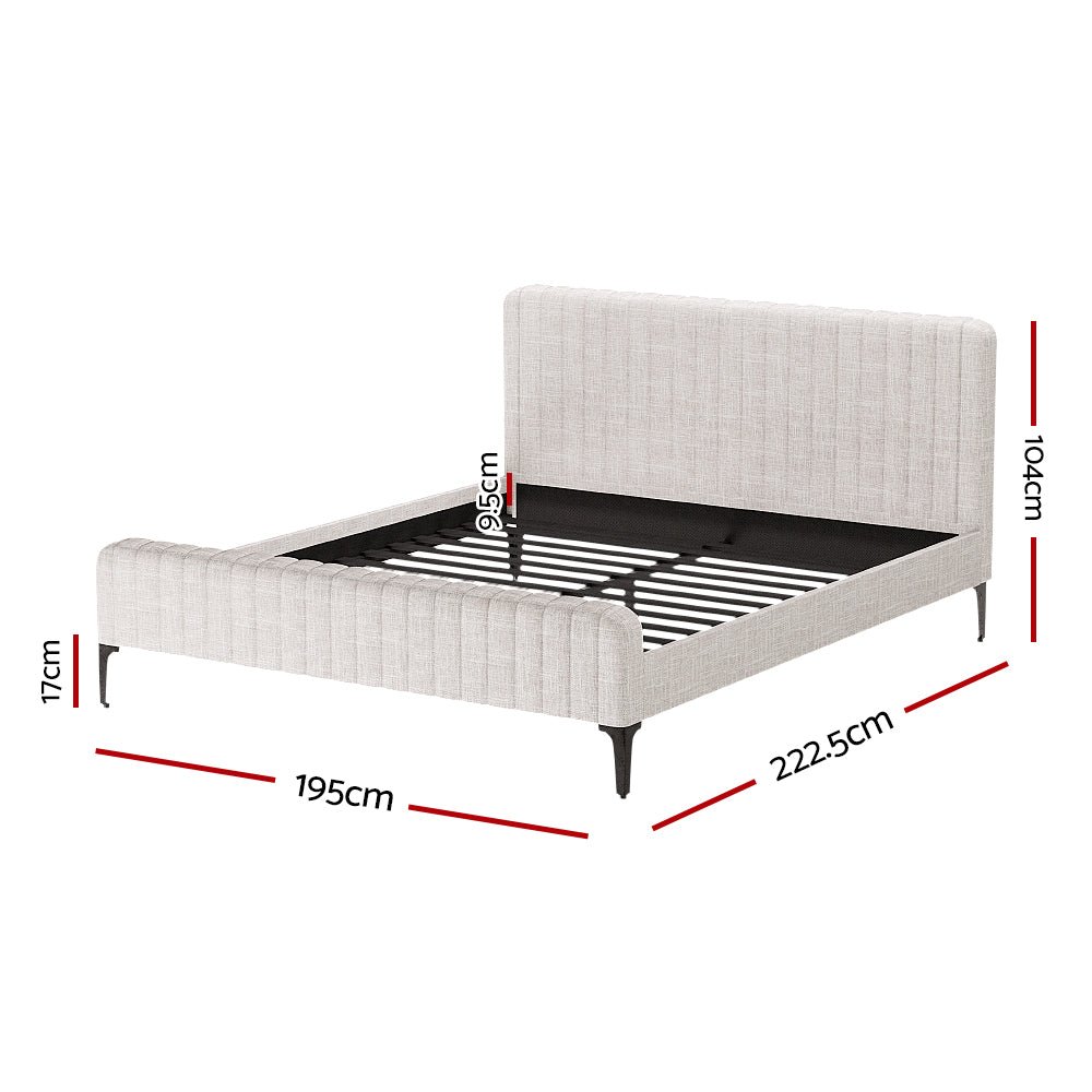 King Size Burleigh Bed Frame with Bonita Euro Top Mattress - Medium Firm Beige Bedroom Set for Ultimate Comfort & Support | Perfect for Master Bedrooms & Guest Rooms