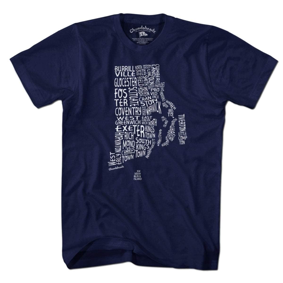 Chowdaheadz Rhode Island Cities & Towns Vintage T-Shirt - Soft Unisex Cotton Blend Tee for Casual Wear & Travel Souvenirs