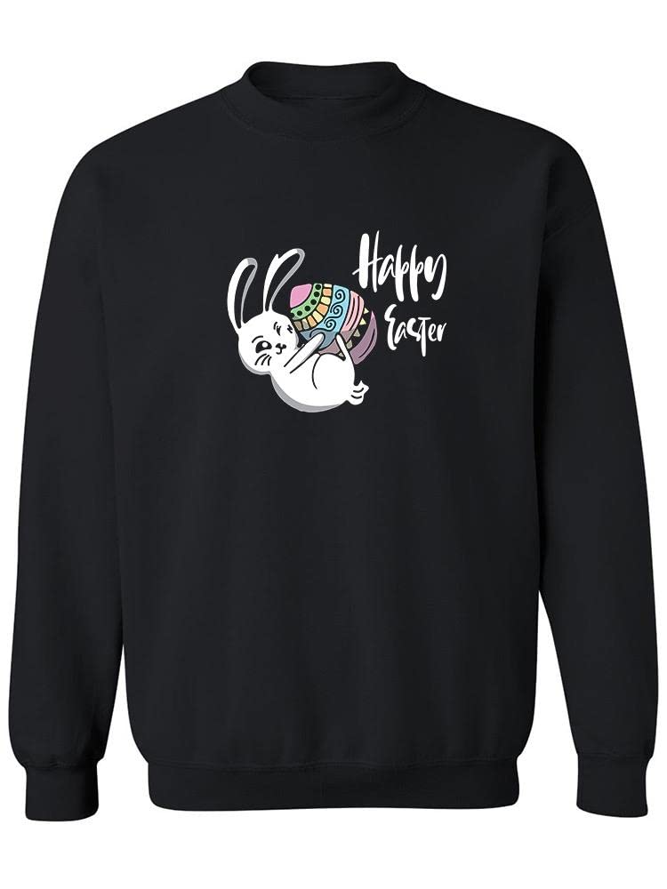 Happy Easter Bunny Egg Print Sweatshirt for Women - Cute Spring Pullover for Easter Celebrations & Family Gatherings