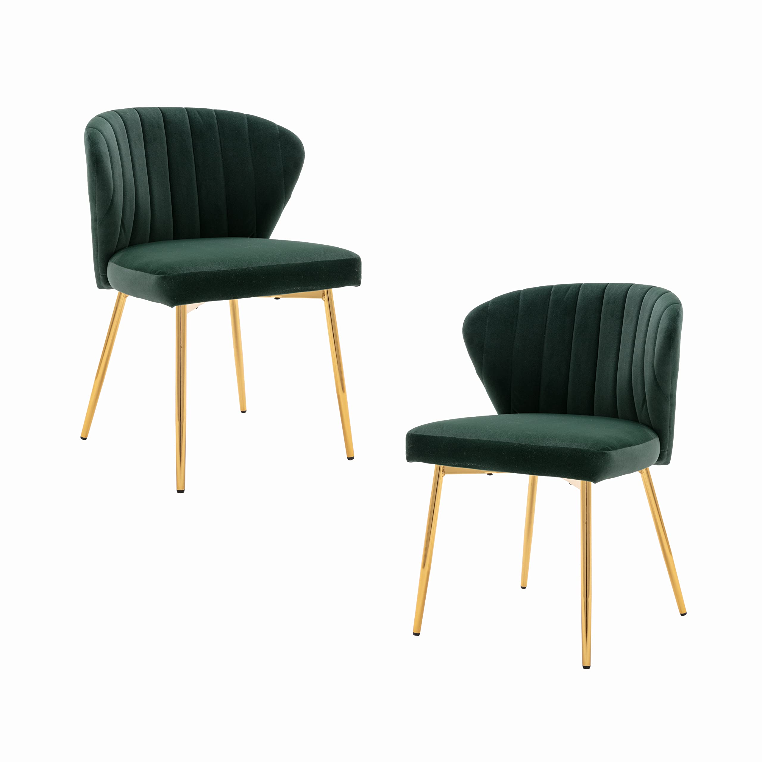 ZOBIDO Set of 2 Velvet Tufted Accent Chairs with Golden Metal Legs - Luxurious Dining Room Side Chairs for Living Room, Bedroom, Beauty Salon & Home Decor (Dark Green) | Perfect for Small Spaces, Guest Seating & Elegant Interior Design
