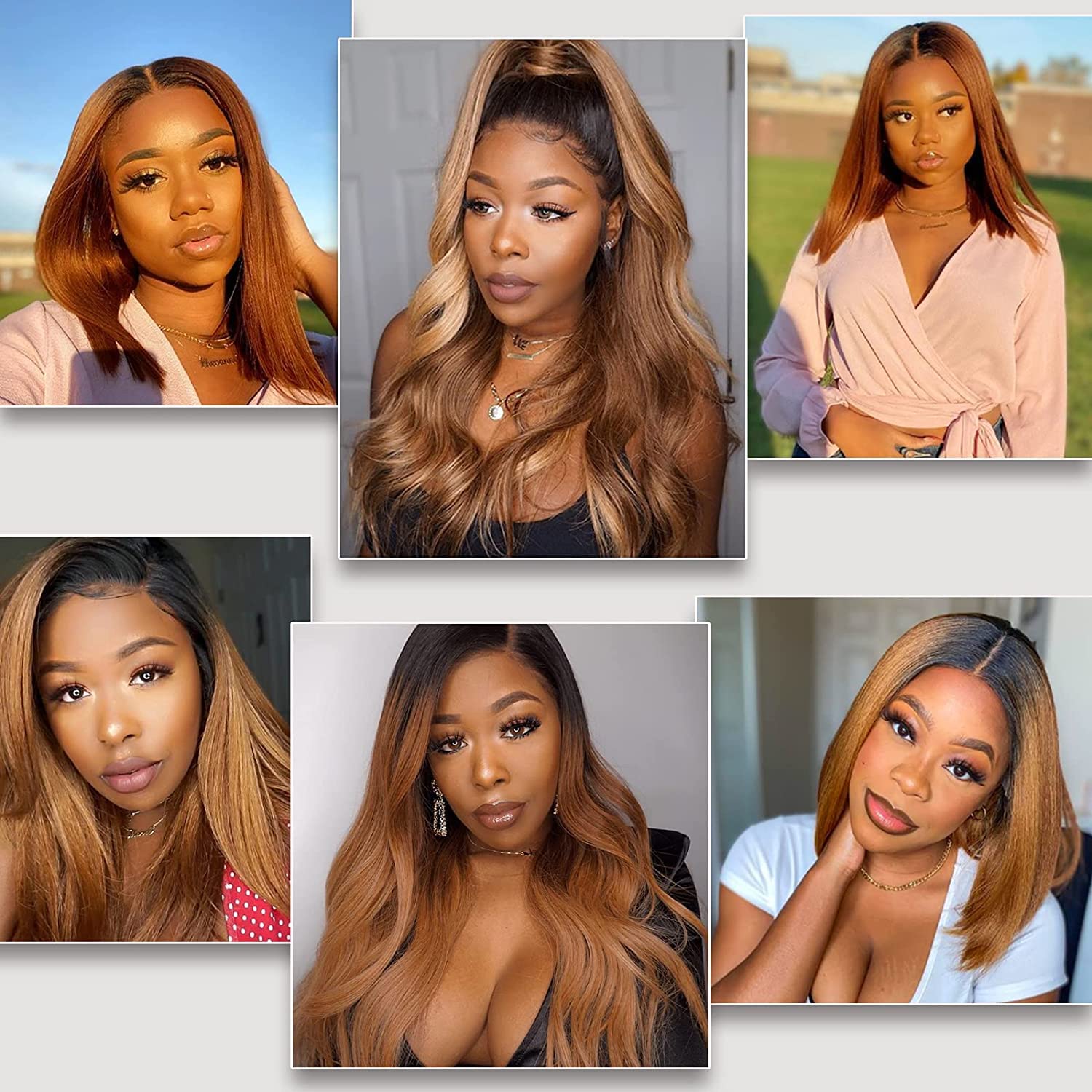 10A Brazilian Virgin Remy Human Hair Bundles Straight 100% Unprocessed Ombre 2 Tone Black to Honey Brown Hair Extensions (T4/30, 14 16 18) - Perfect for Daily Styling, Parties & Special Occasions