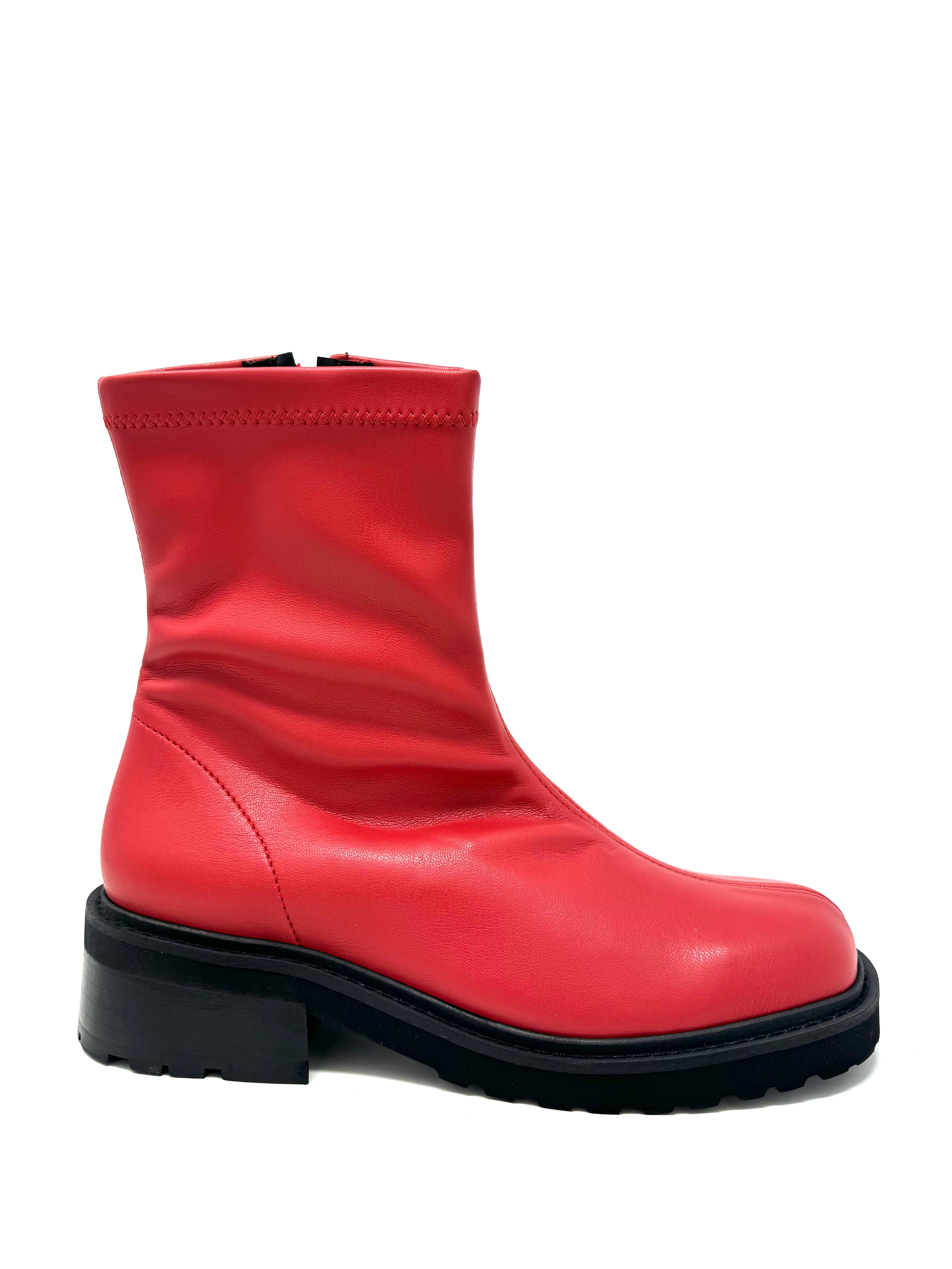 Novacas Erica Stretch Boots for Women - Comfortable Red Ankle Boots for Casual Wear, Office & Night Out