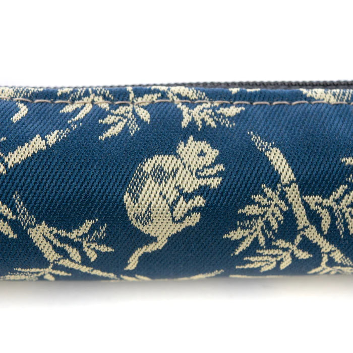Nishijin Woven Pencil Case - Japanese Traditional Craft Pen Holder with Bamboo Groves & Cats Design, Navy Blue | Handmade in Kyoto, Japan | Perfect for School, Office & Gift Giving