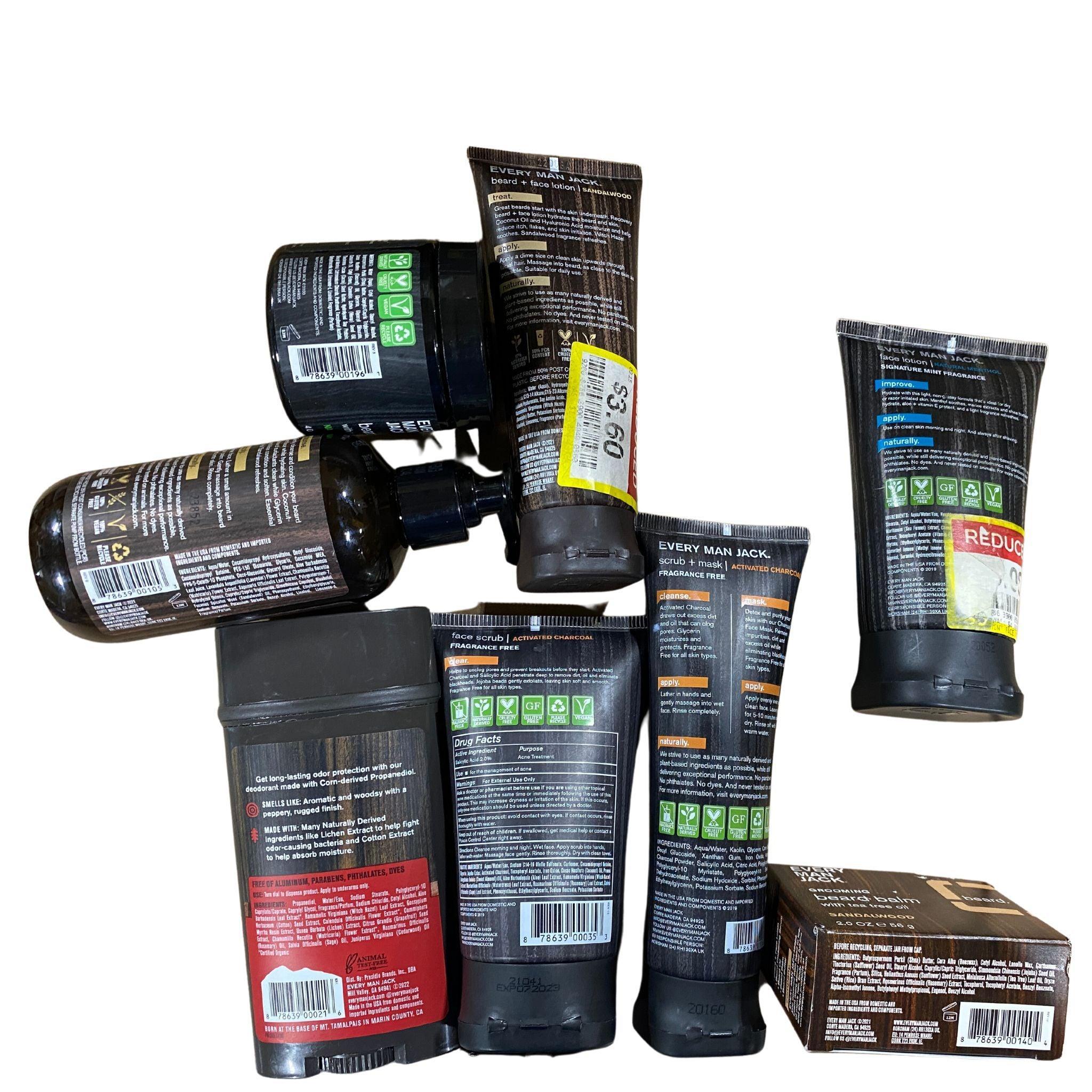 Every Man Jack Grooming Kit for Men - 38 Pcs Assorted Personal Care Products (Shampoo, Body Wash, Deodorant) - Perfect for Travel, Gym & Daily Essentials