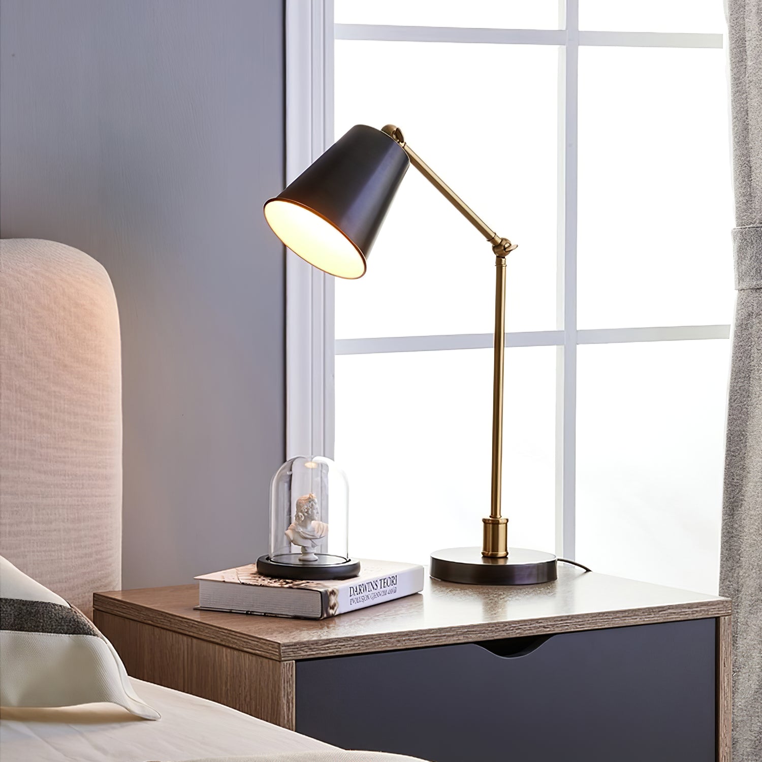 Epinal Table Lamp - Modern LED Nightstand Lamp with USB Port, Touch Control & Adjustable Brightness for Bedroom, Living Room, and Office Decor